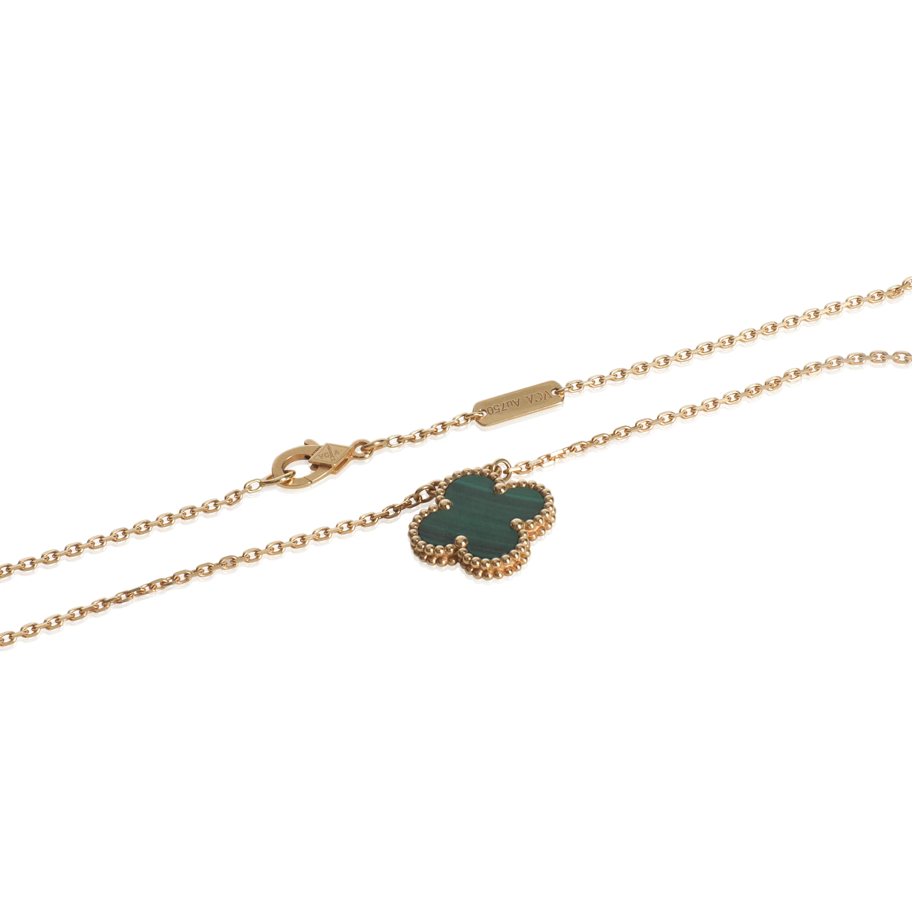 Yellow Gold Malachite Vintage Alhambra Pendant - Image 2
