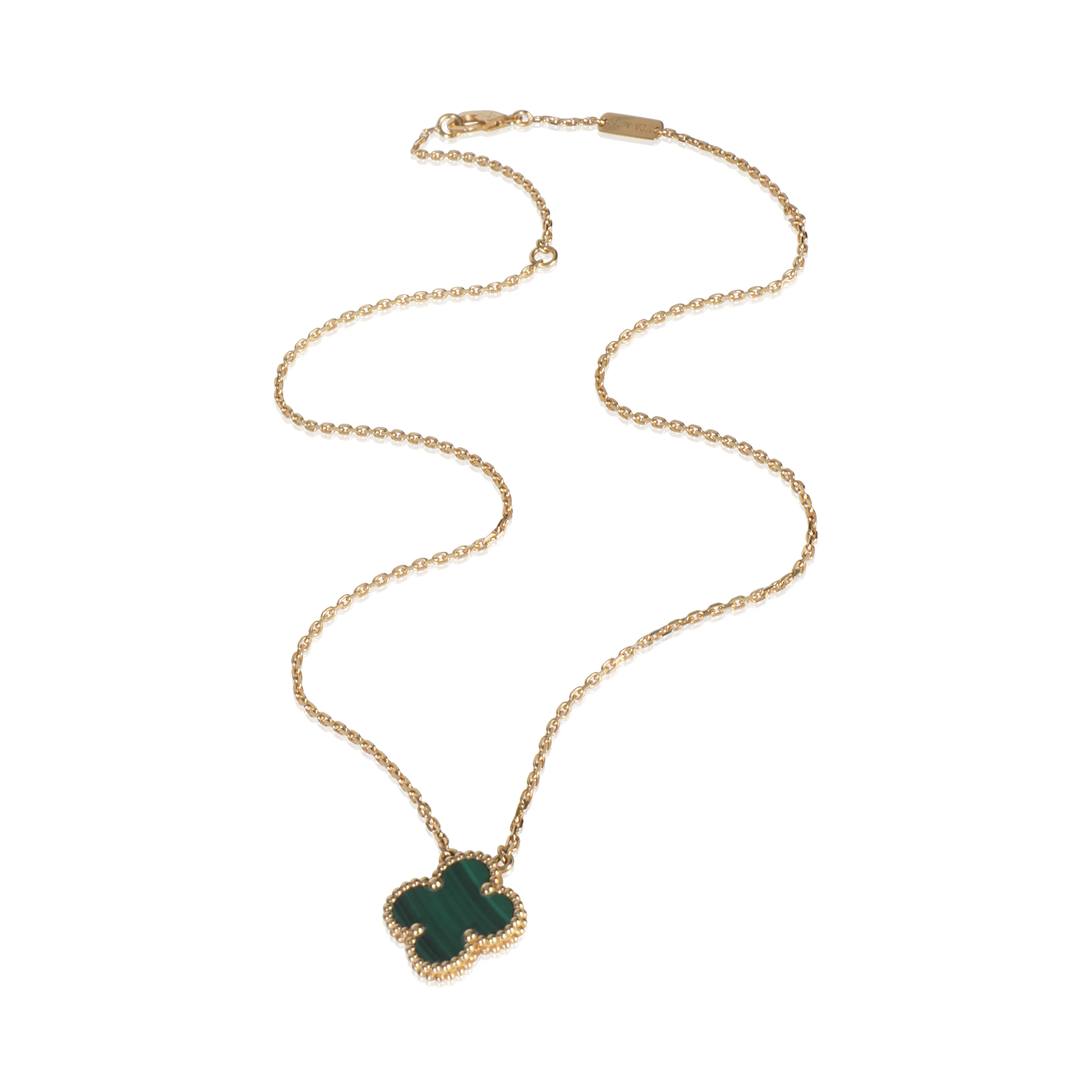 Yellow Gold Malachite Vintage Alhambra Pendant - Image 3