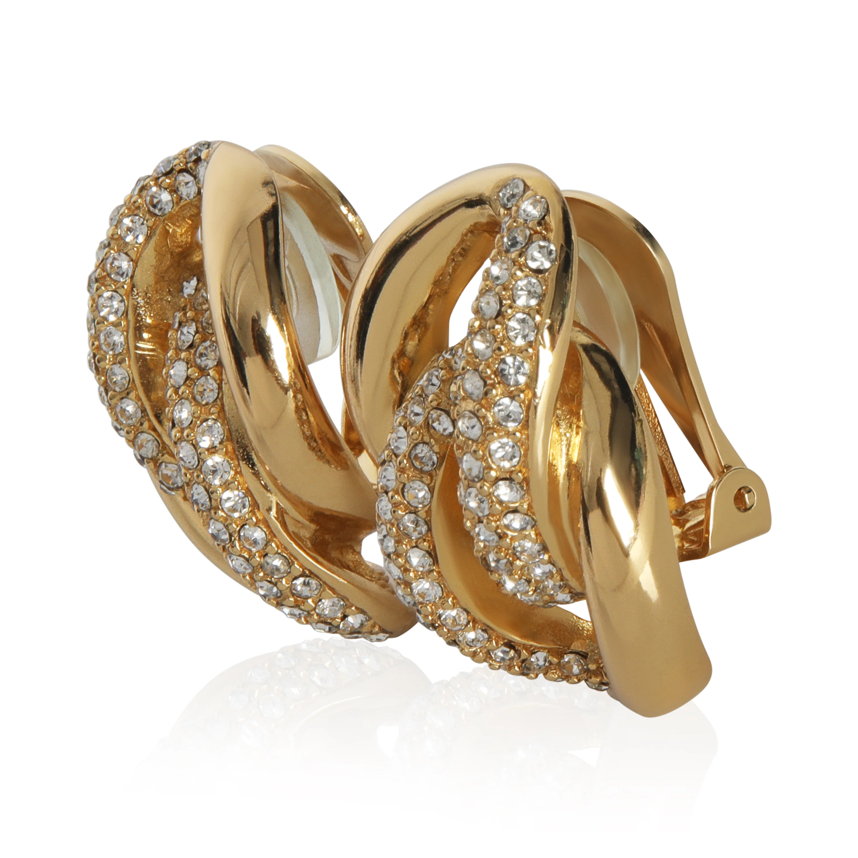 Gold-Plated  Strass Chain Link Earrings - Image 2