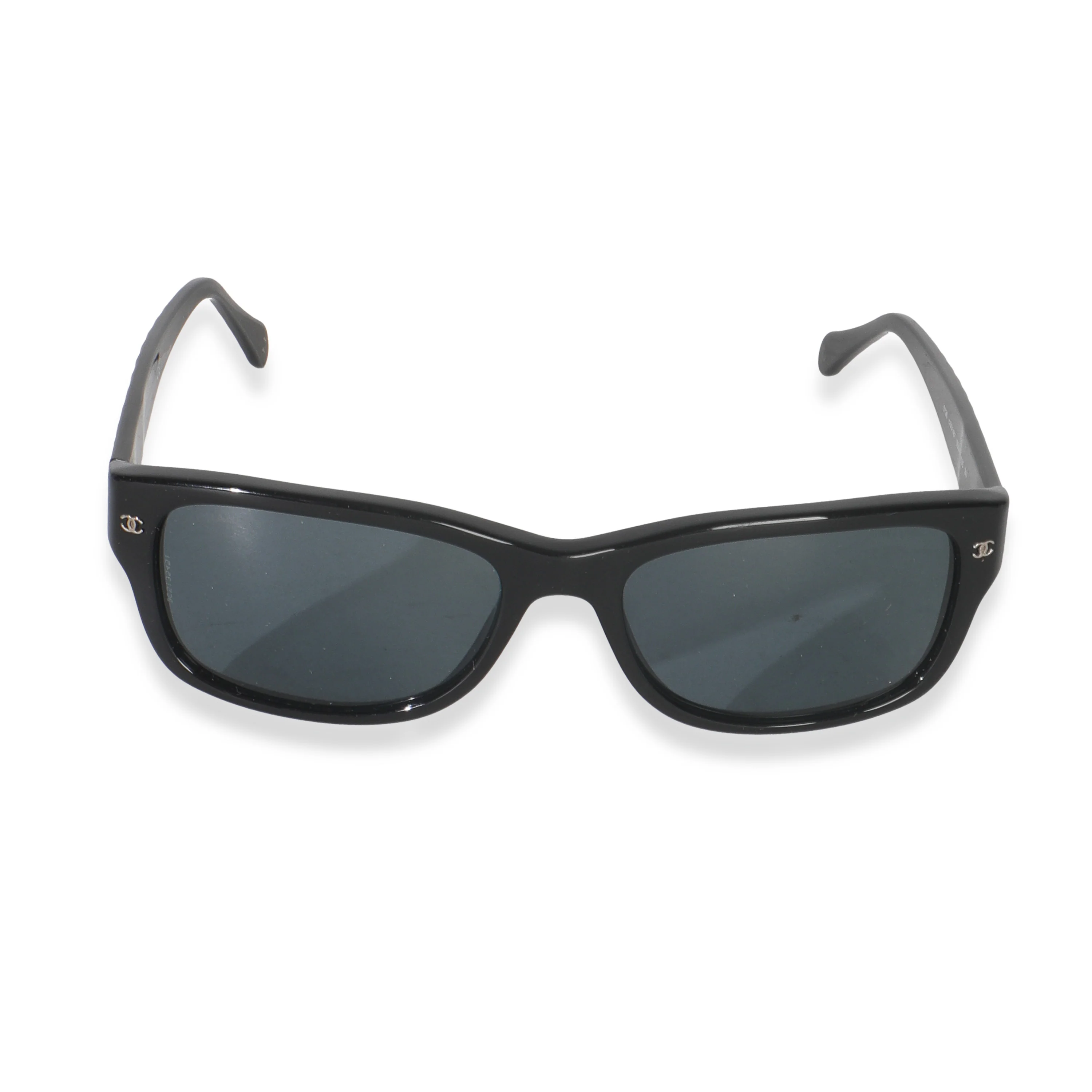 Black Acetate Quilted Frame CC Square Lens Sunglasses