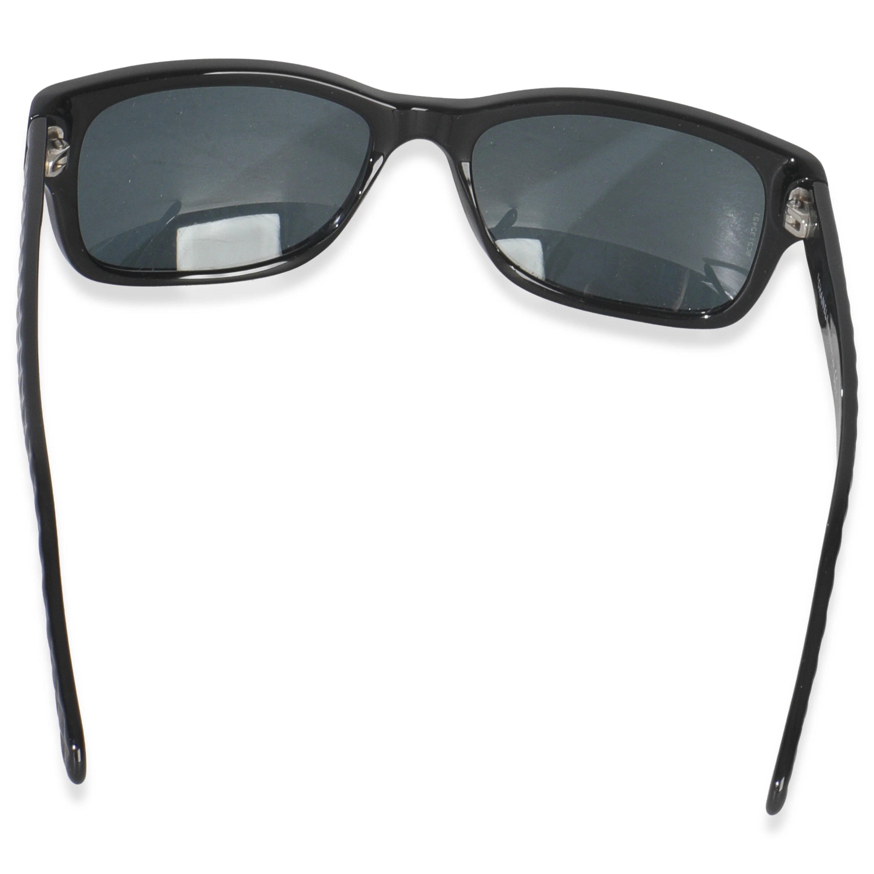 Black Acetate Quilted Frame CC Square Lens Sunglasses - Image 5