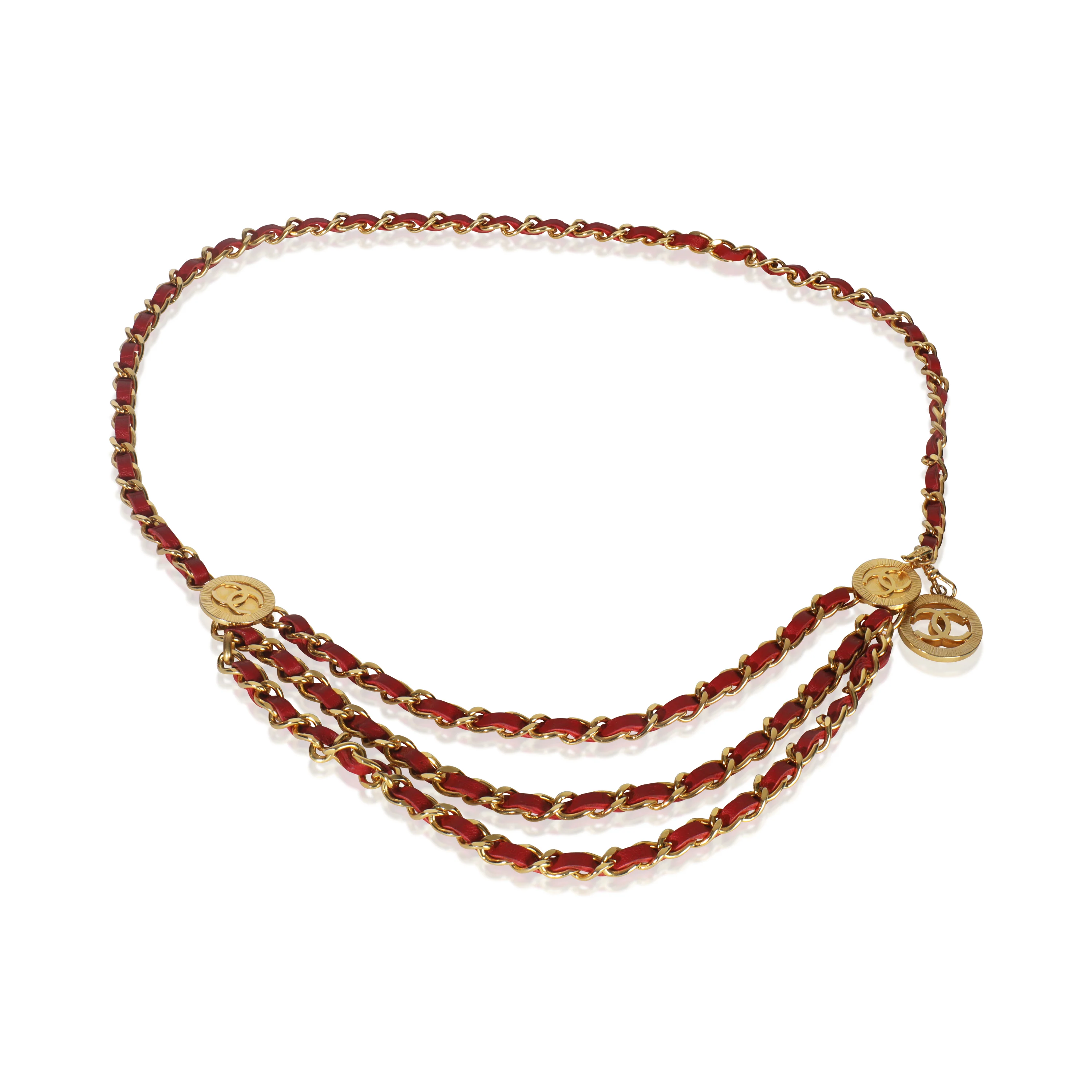Gold-Plated Vintage 1984 Red Leather Belt