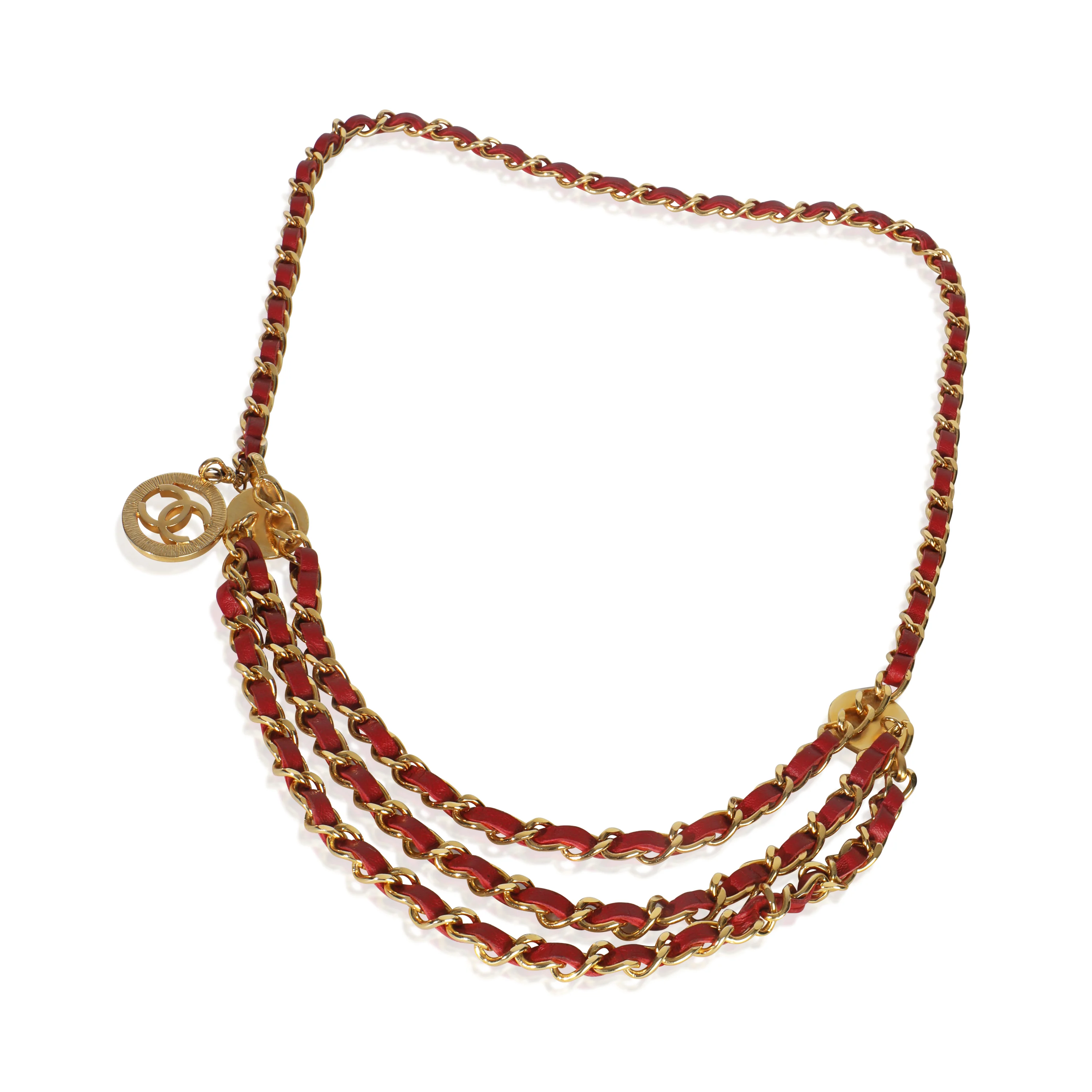 Gold-Plated Vintage 1984 Red Leather Belt - Image 3