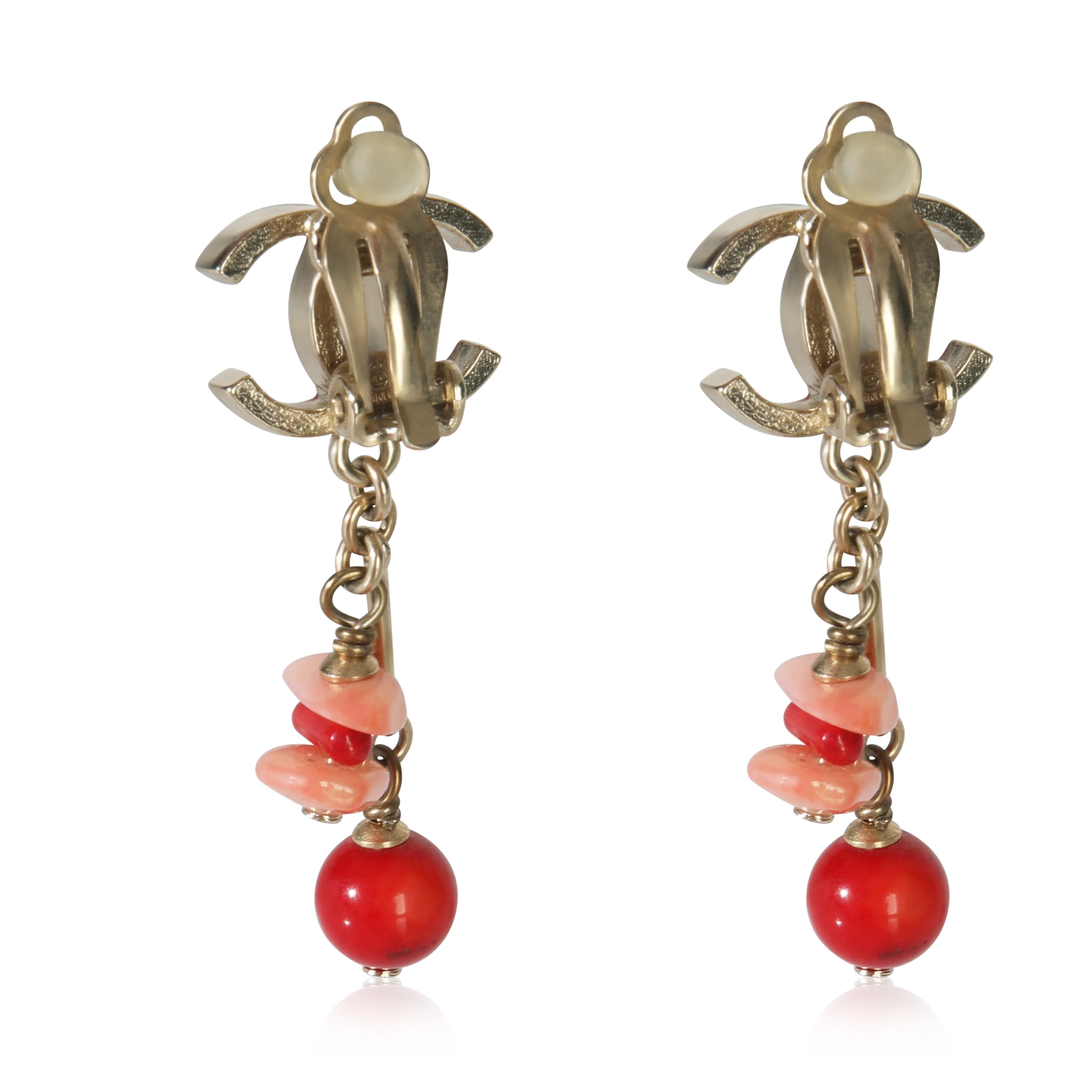 Gold-Plated 2011 Red Enamel CC Earrings - Image 3
