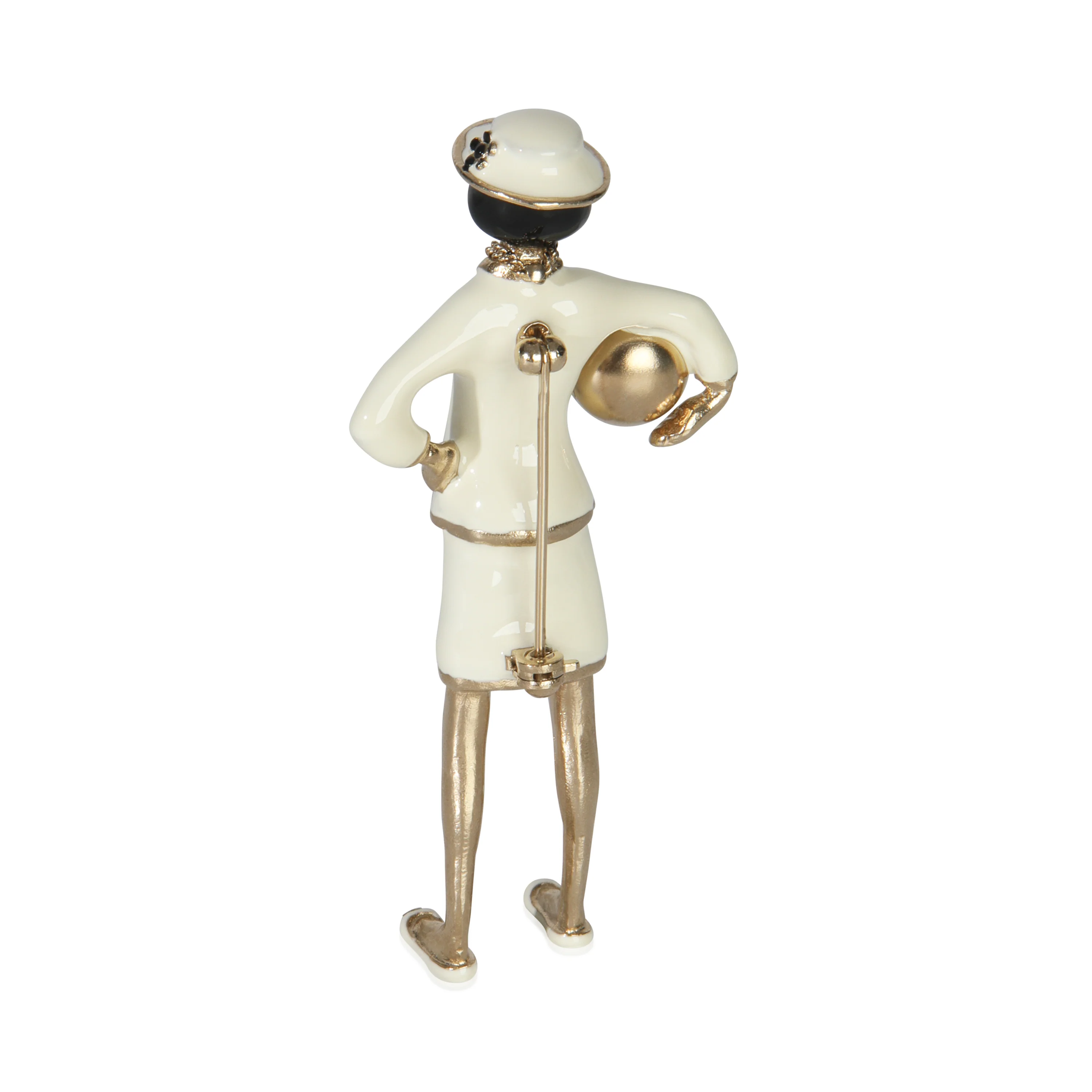 Gold-Plated 2012 Faux Pearl & Enamel Mademoiselle Brooch Brooch - Image 3