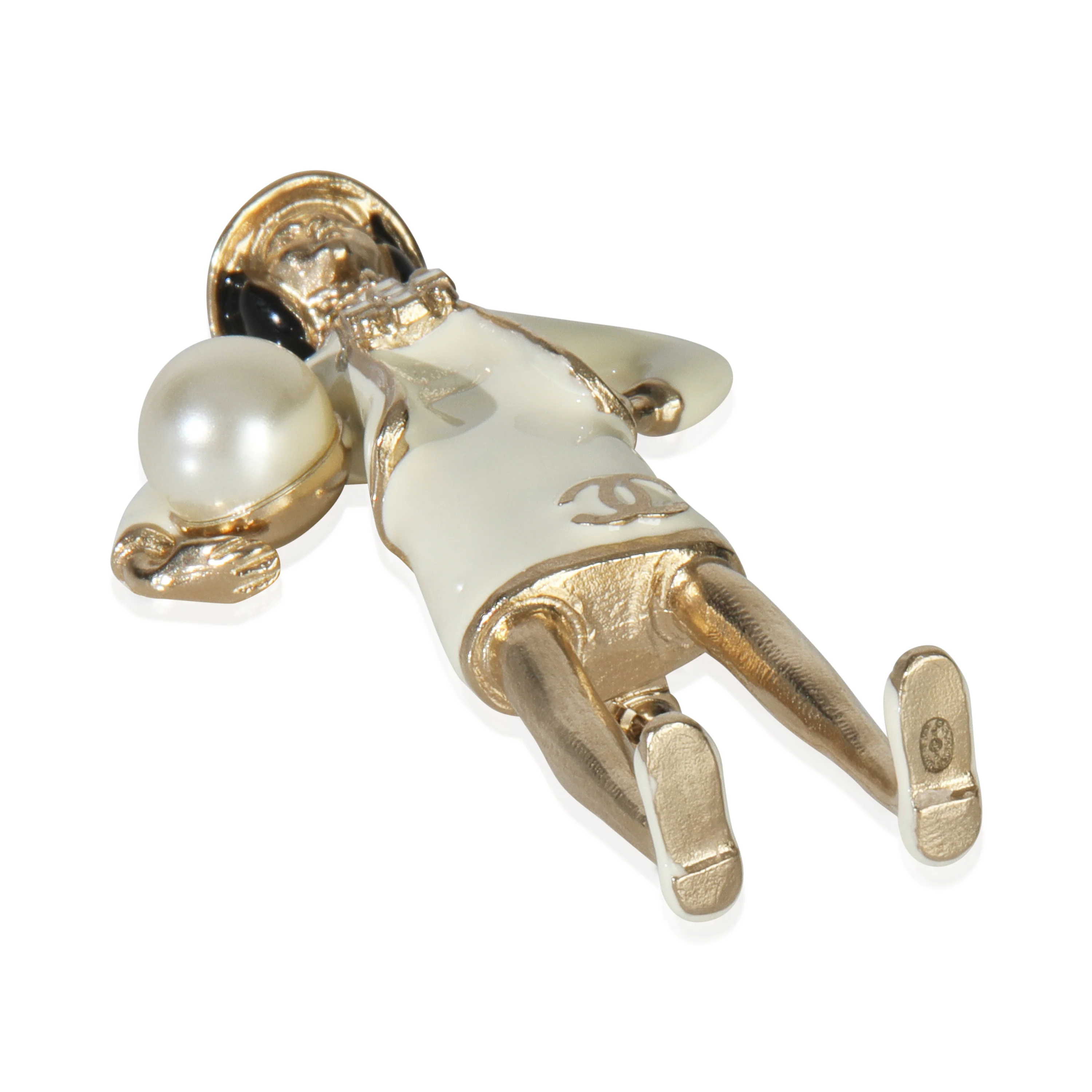 Gold-Plated 2012 Faux Pearl & Enamel Mademoiselle Brooch Brooch - Image 4
