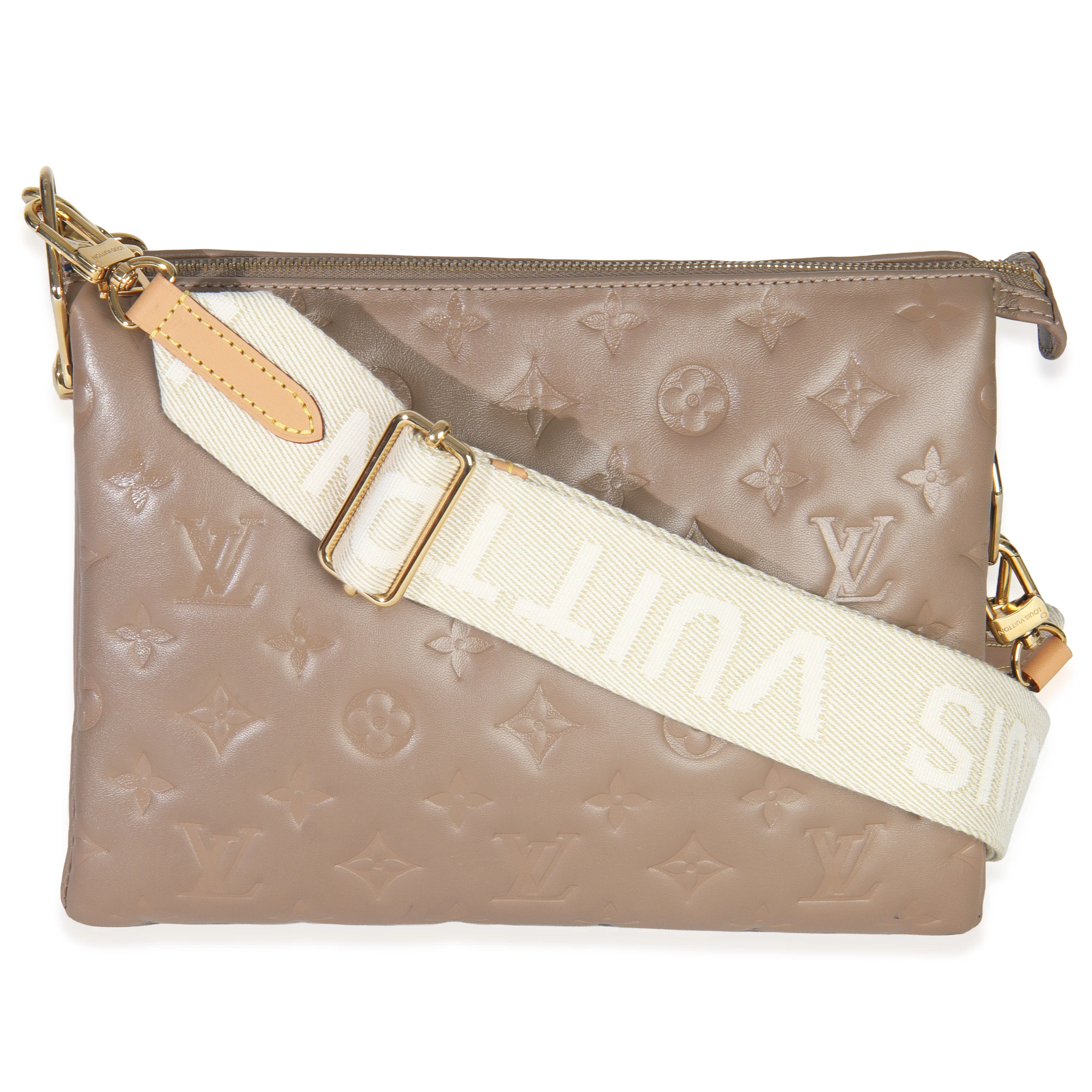 Taupe Monogram Embossed Lambskin Coussin PM - Image 3