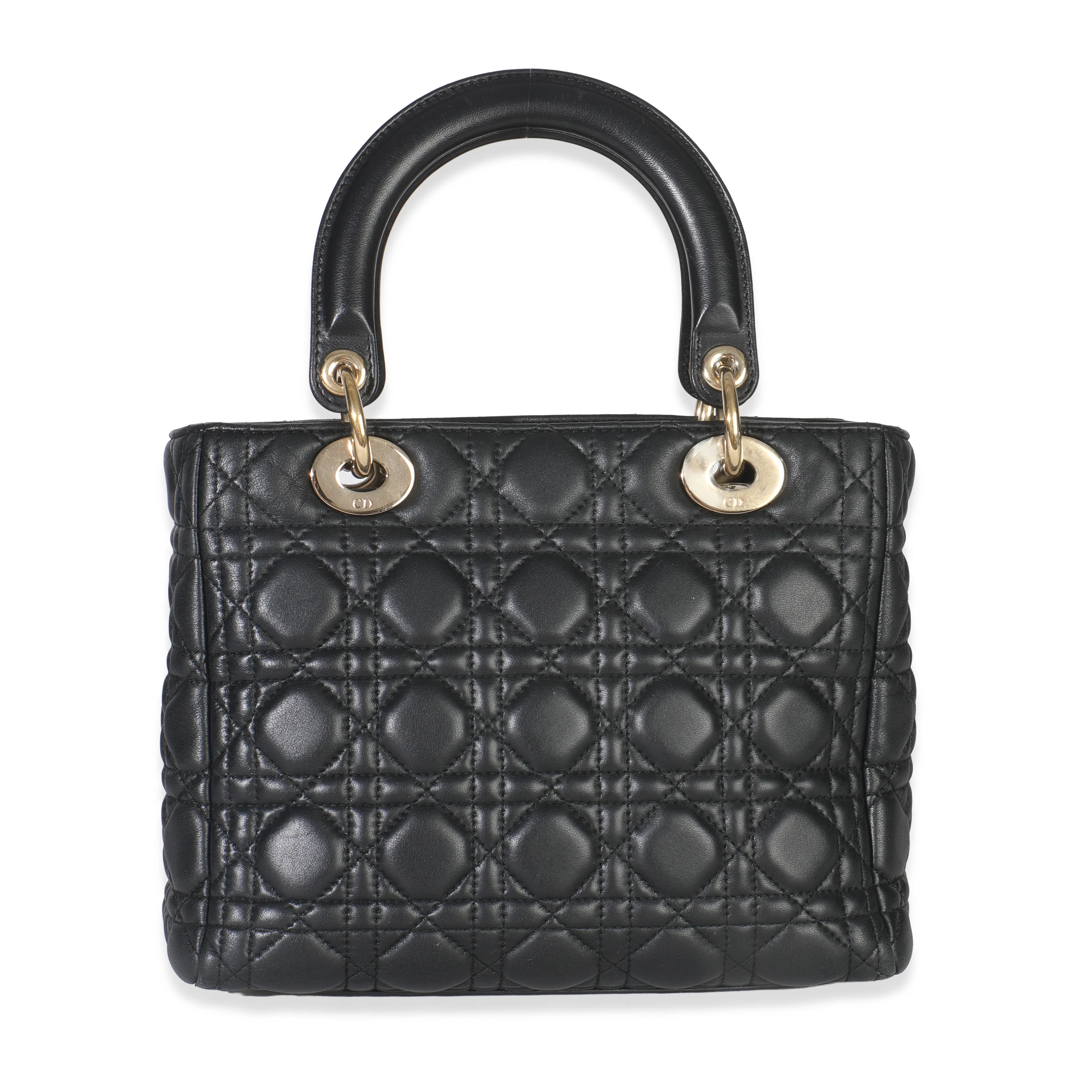Black Lambskin Cannage Medium Lady Dior - Image 3