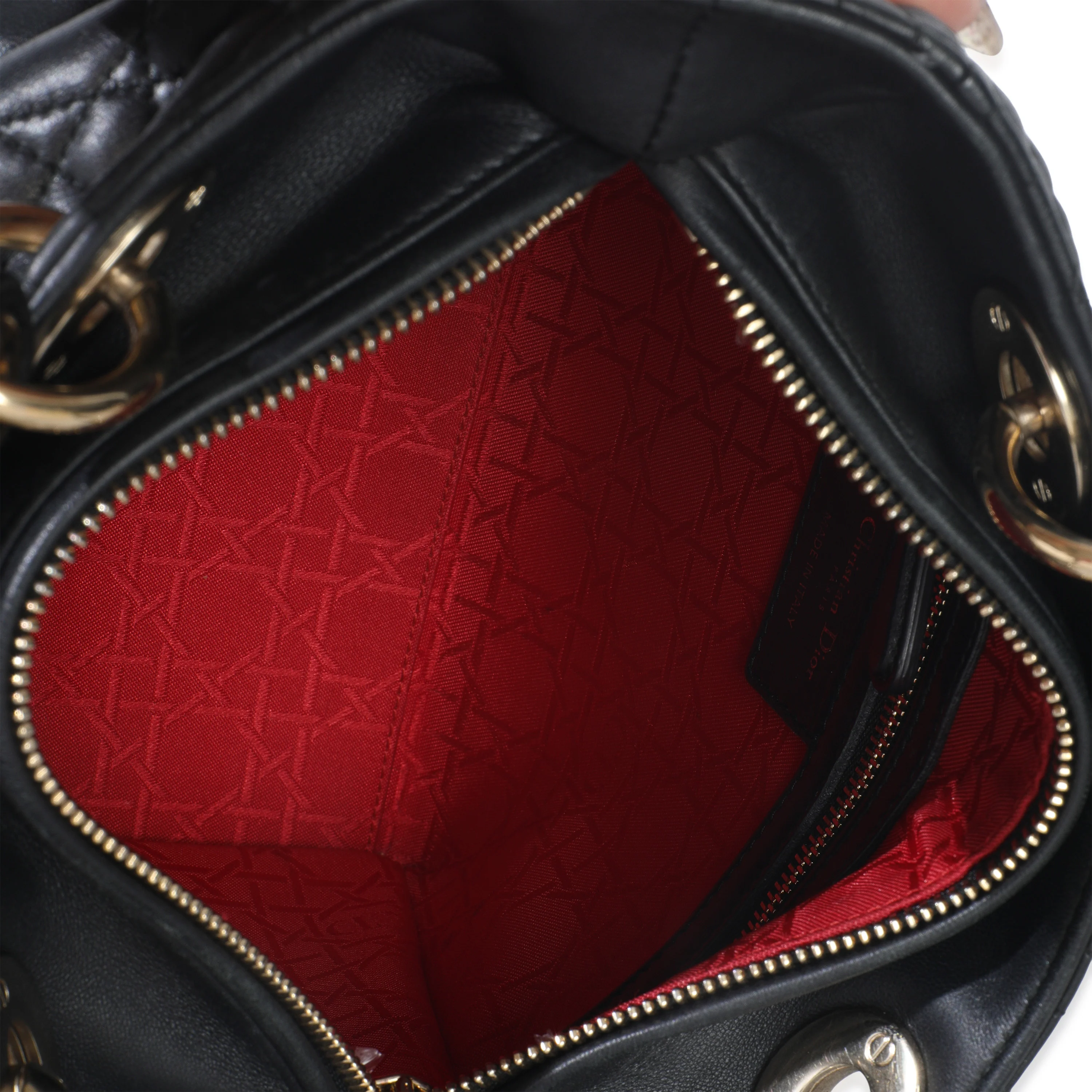 Black Lambskin Cannage Medium Lady Dior - Image 7