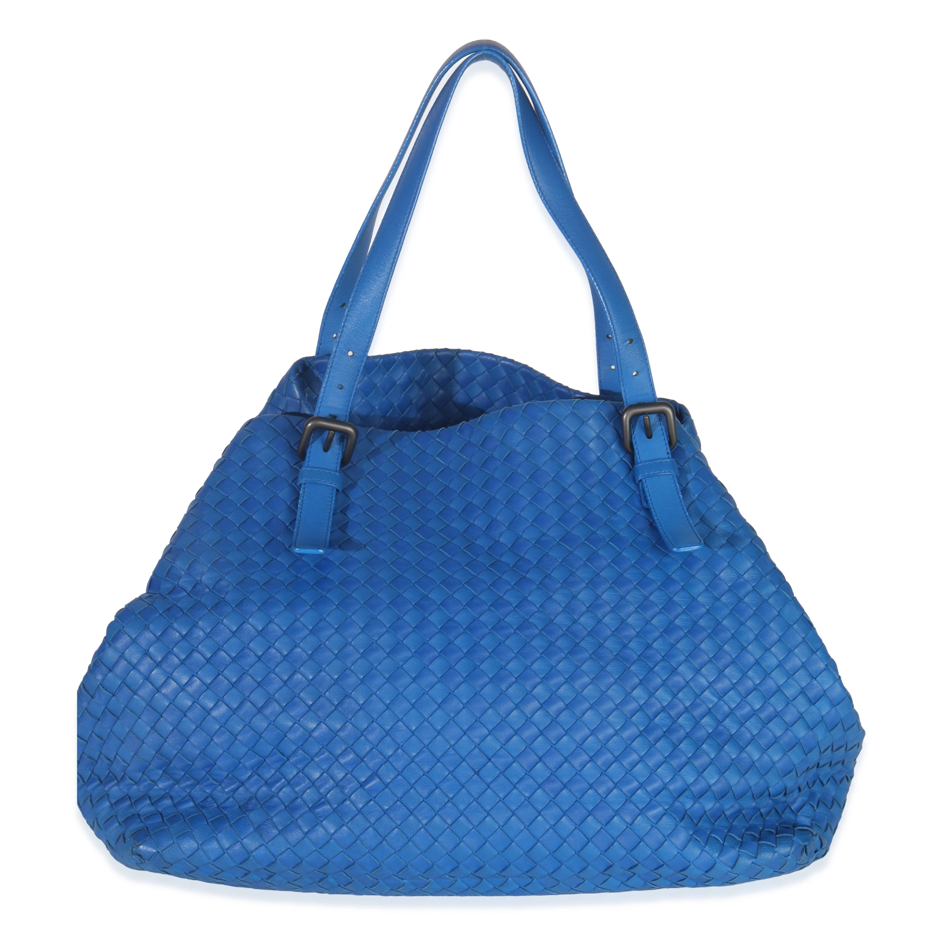 Blue Nappa Intrecciato Large Cesta Hobo