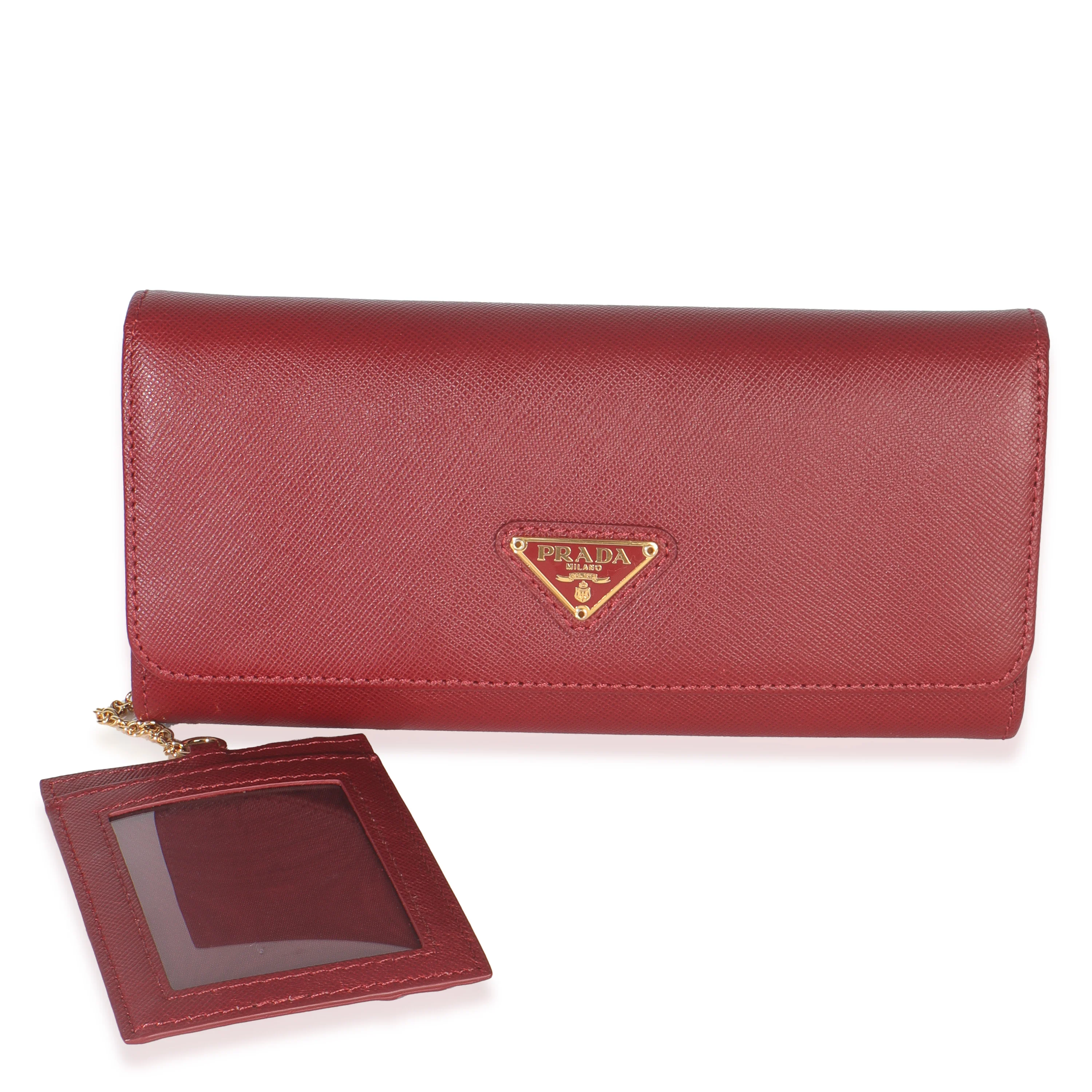 Red Saffiano Logo Continental Flap Wallet