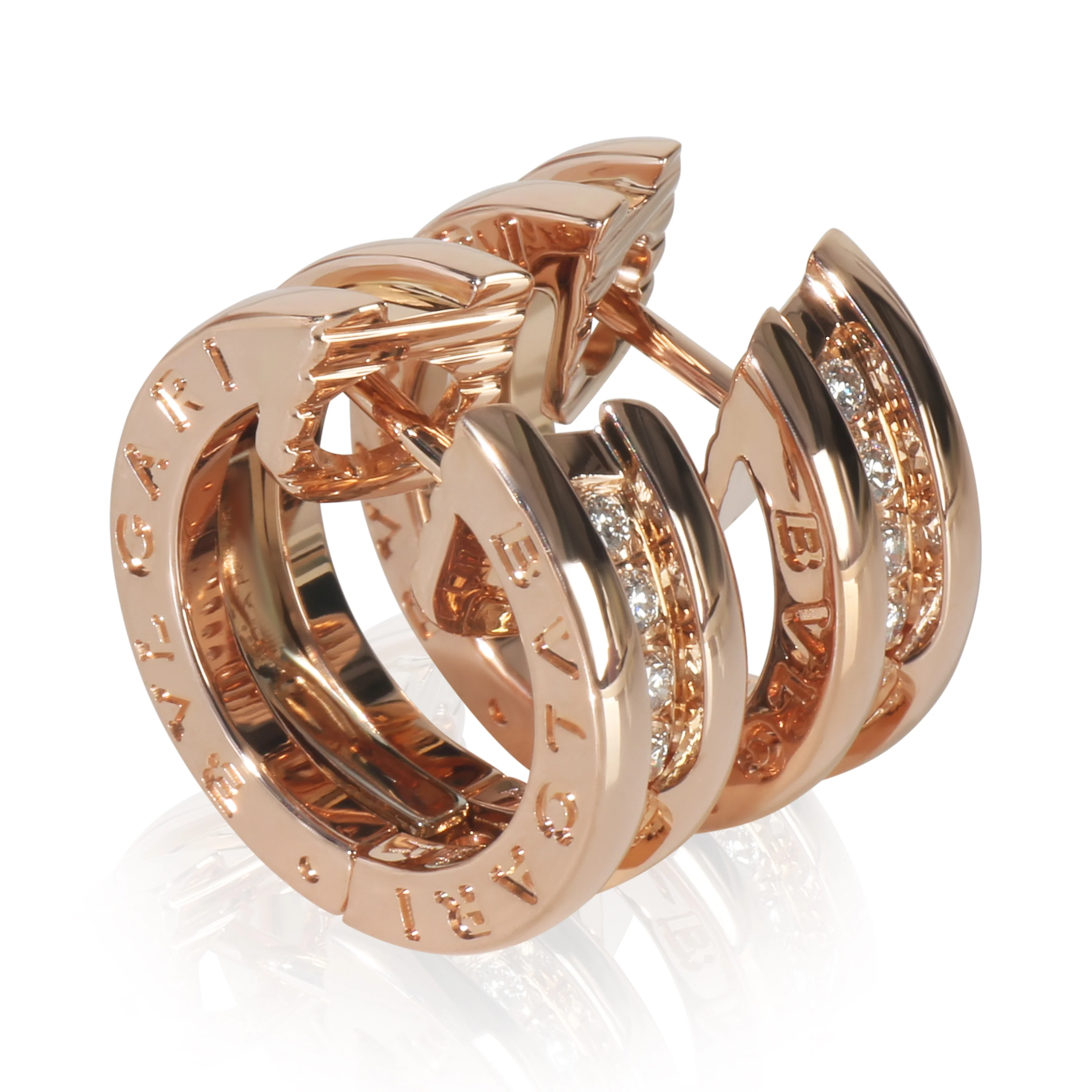 Rose Gold Diamond B.zero1 Small Hoop Earrings - Image 2