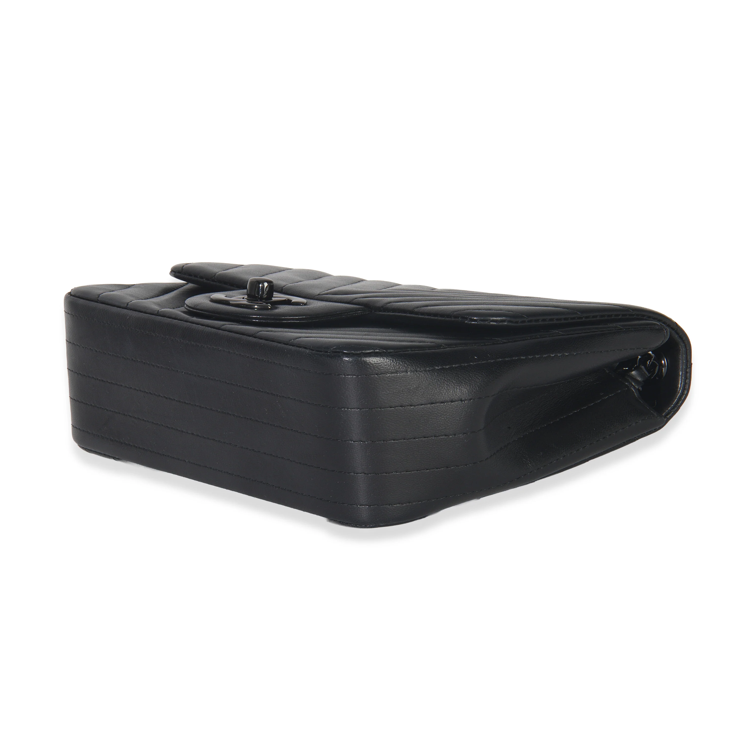 So Black Chevron Lambskin Mini Square Flap Bag - Image 7
