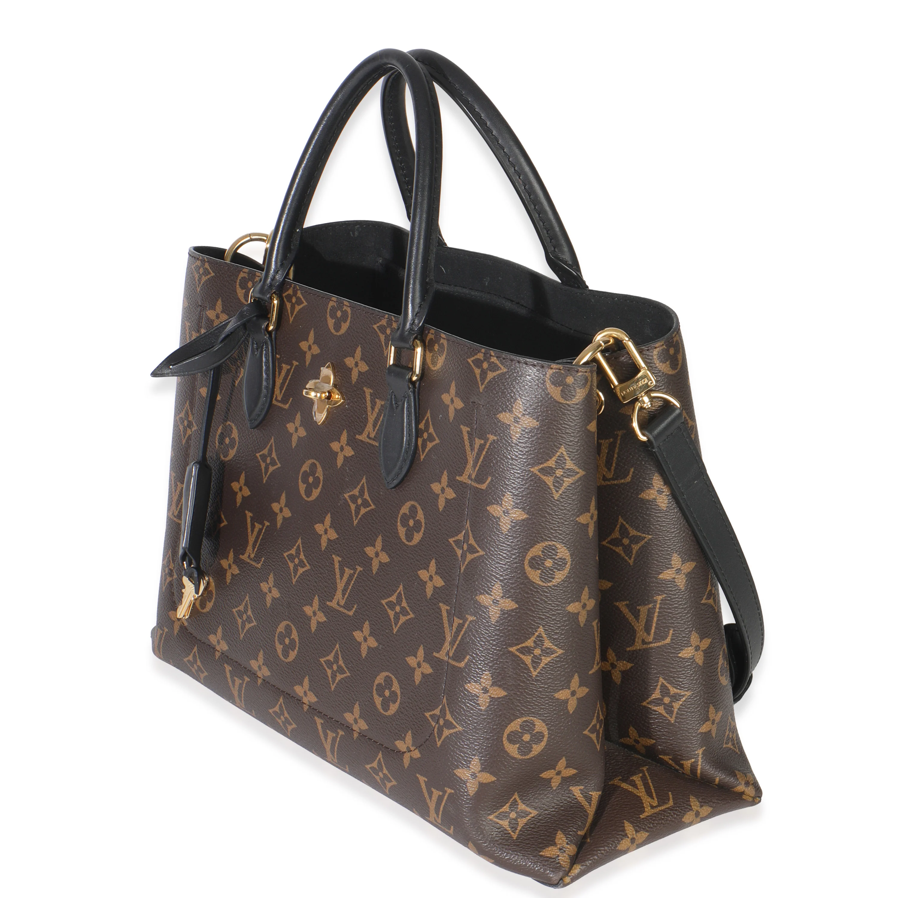 Black Monogram Canvas Flower Tote - Image 2