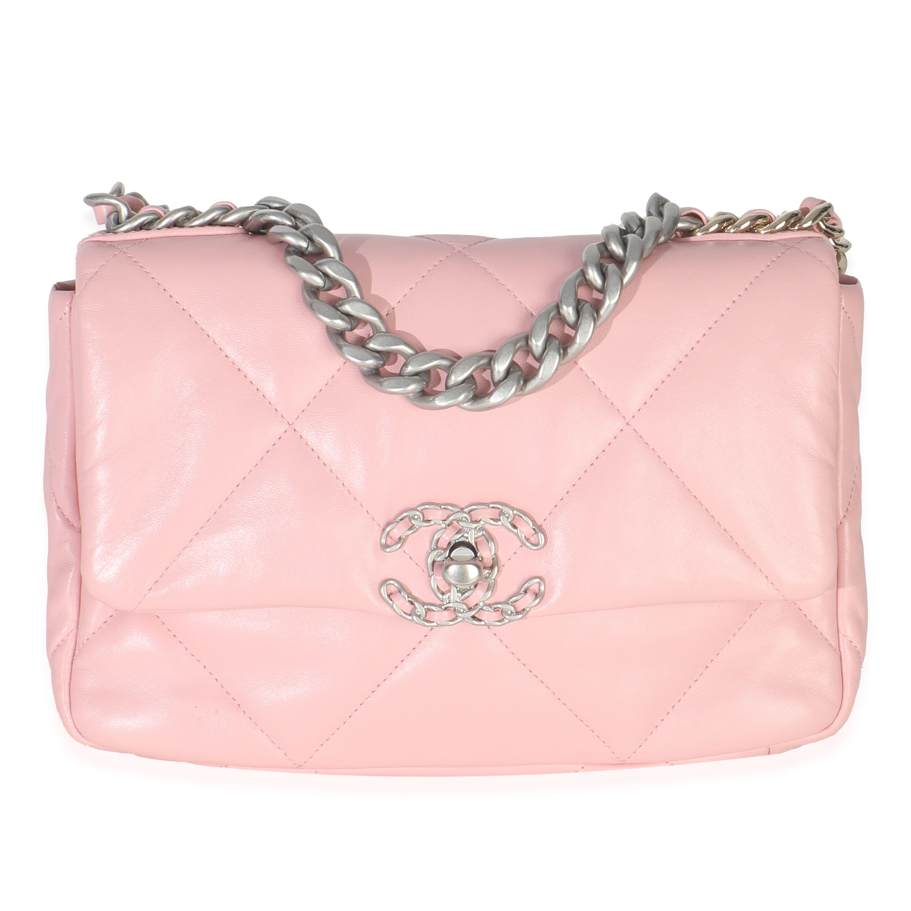 Light Pink Quilted Lambskin Small Chanel 19 Flap Bag