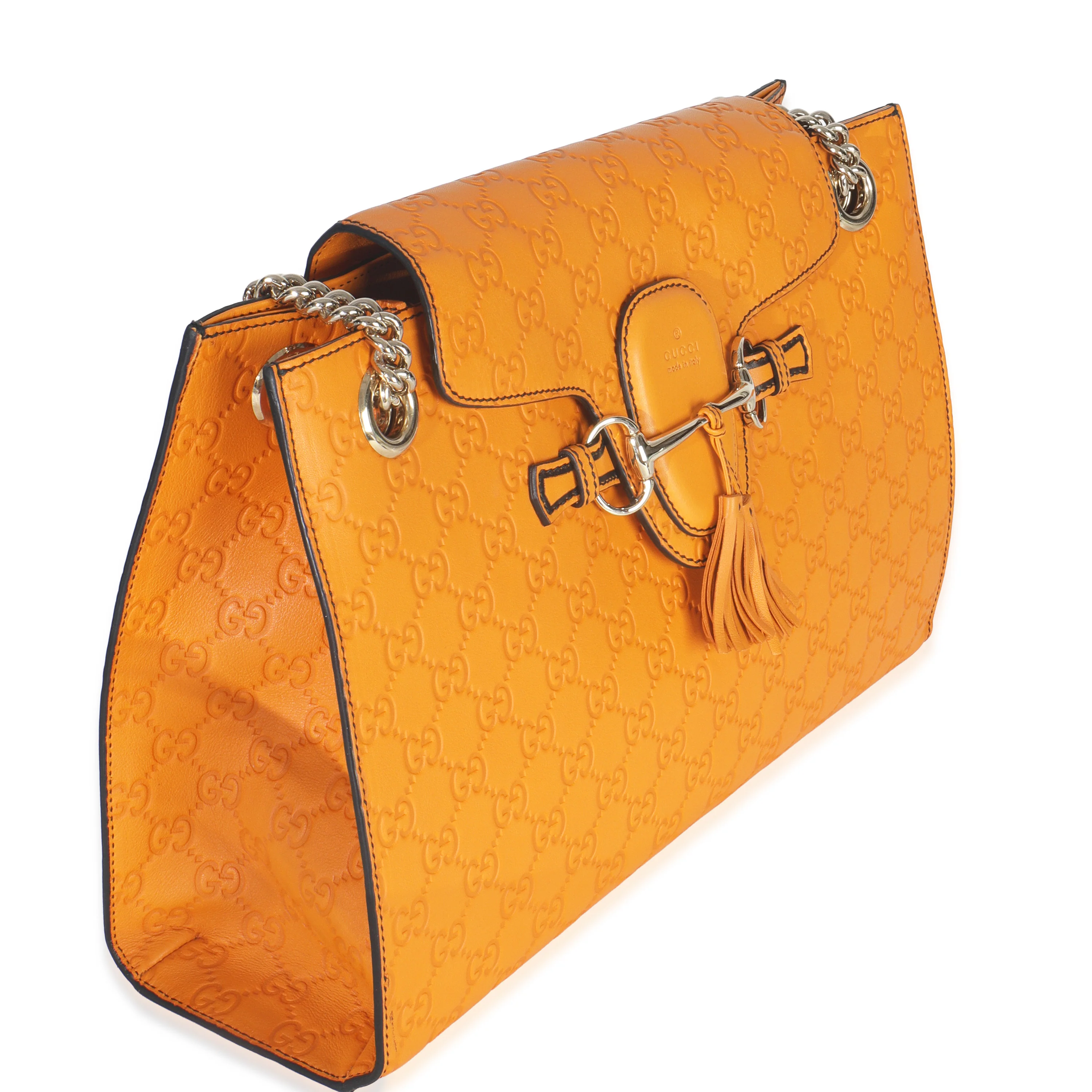Orange Guccissima Leather Large Emily Chain Shoulder Bag - Image 2