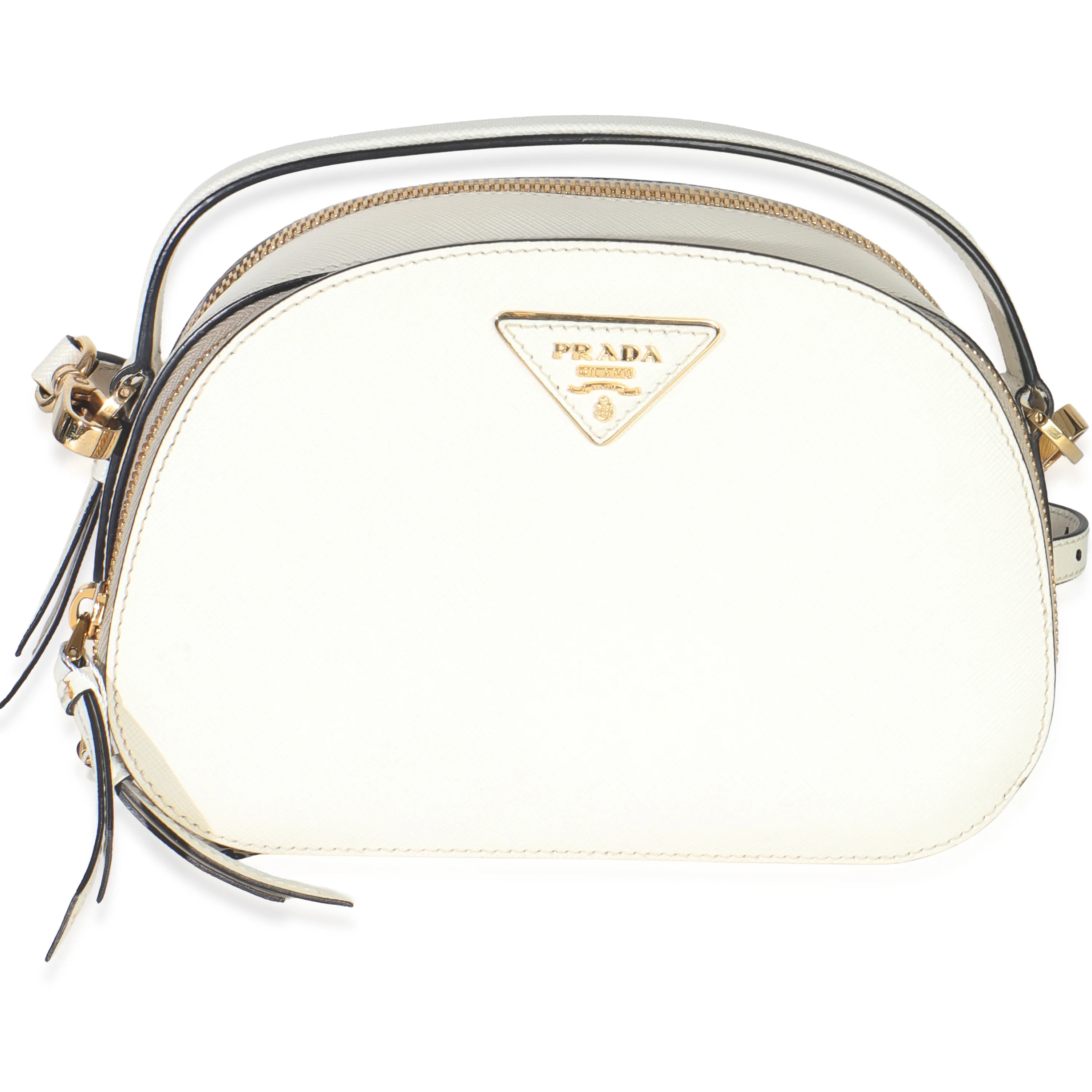 White Saffiano Small Odette Top Handle Bag