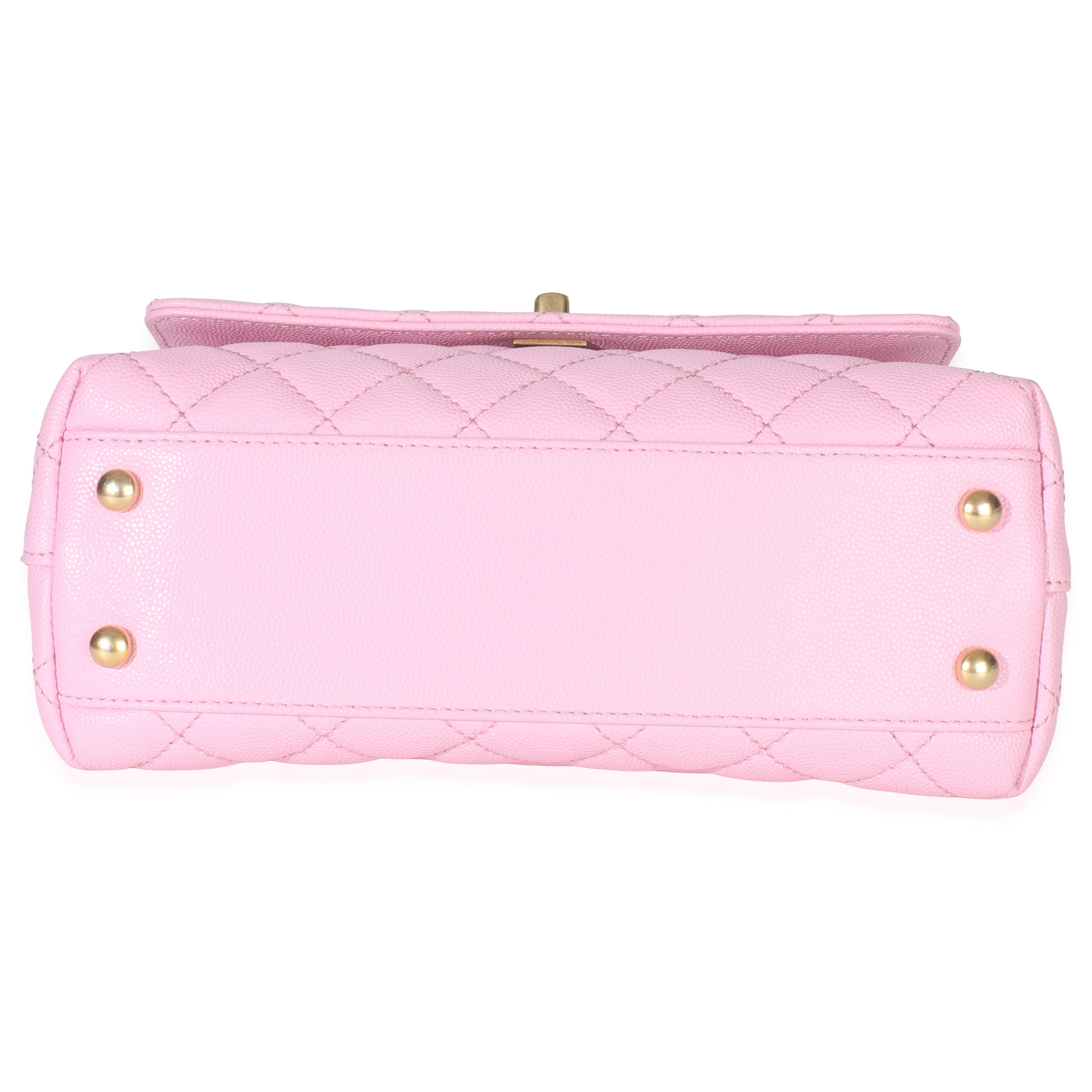 Pink Quilted Caviar Small Coco Chain Handle Handbag - Image 5