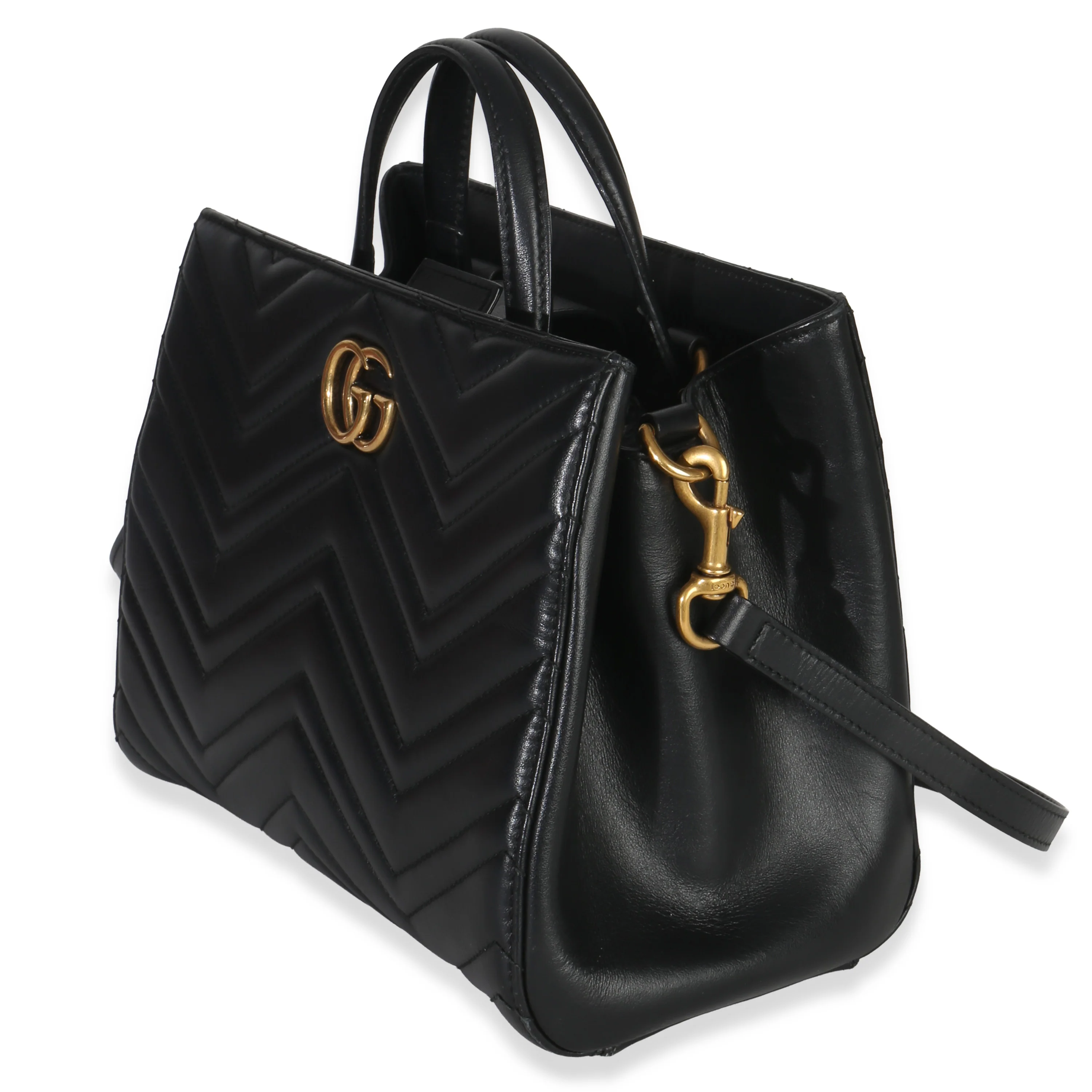 Black Matelasse Calfskin Small Marmont Top Handle Tote - Image 2