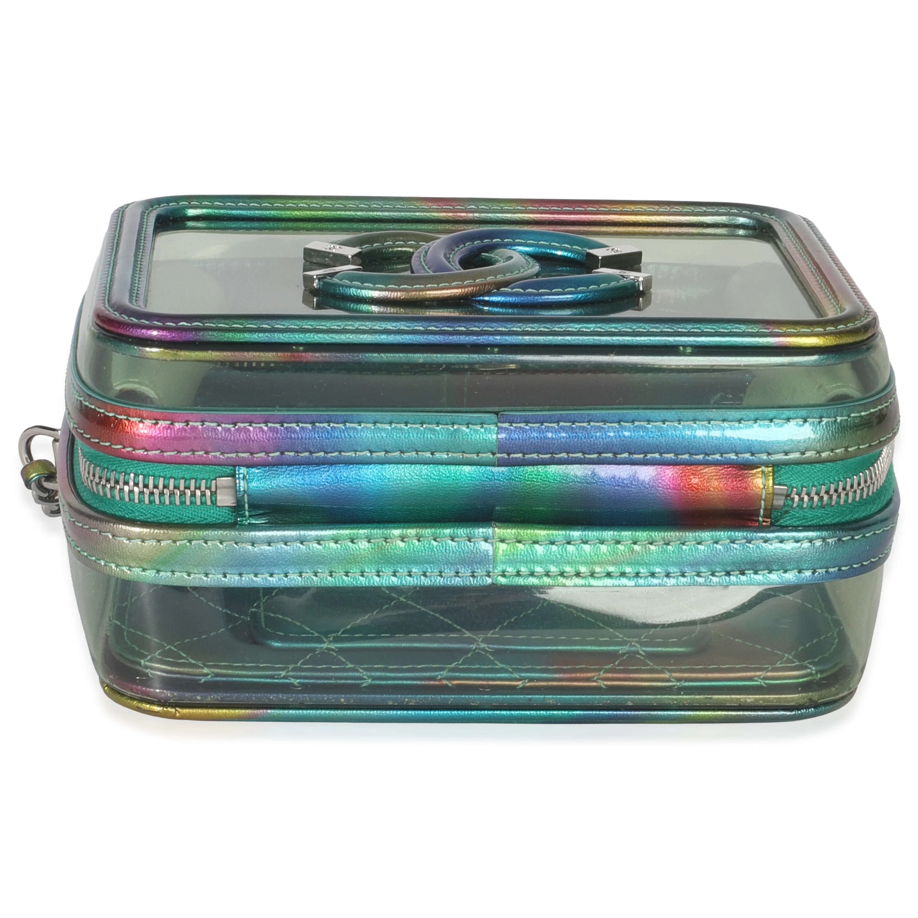 Green Iridescent PVC Small Filigree Vanity Case - Image 5