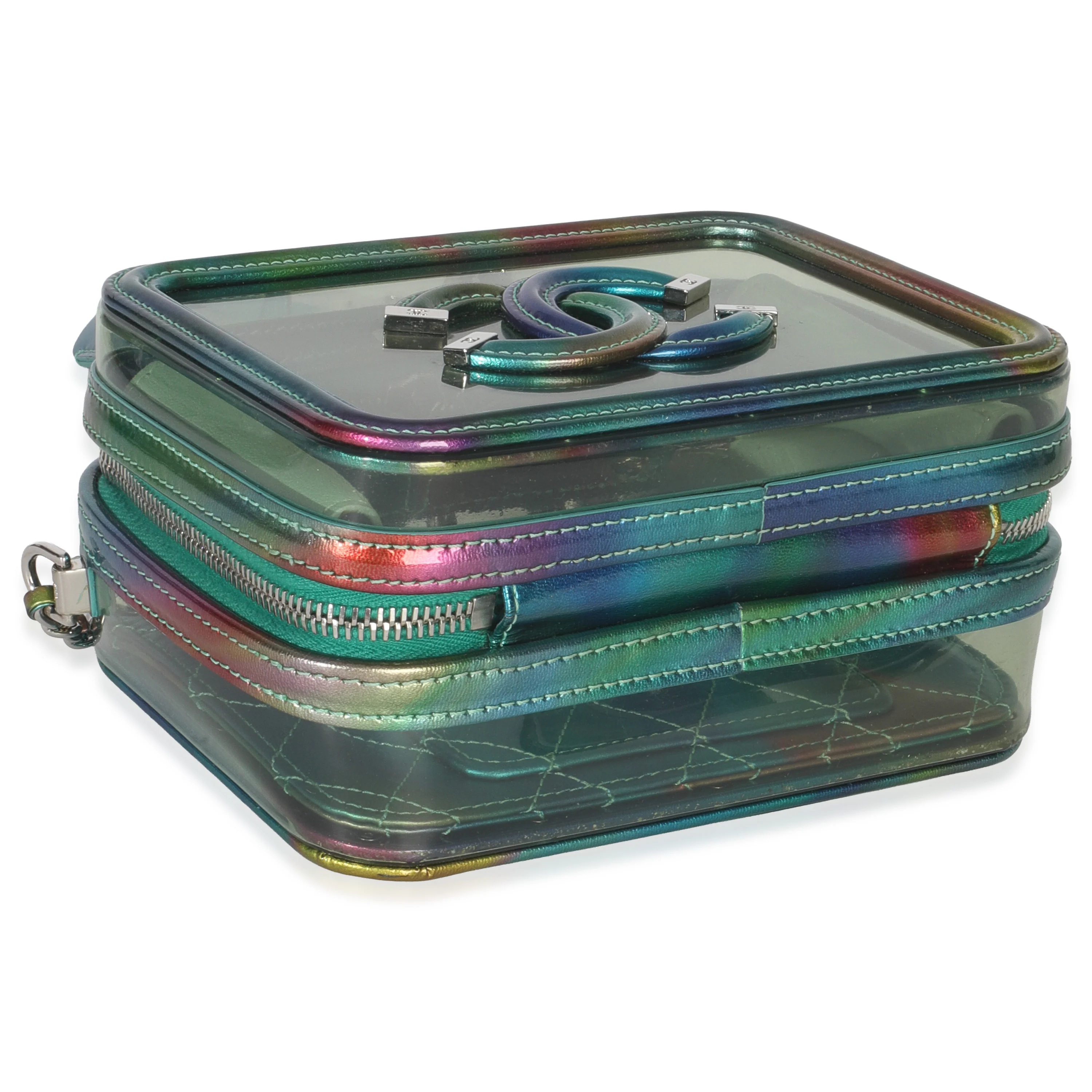 Green Iridescent PVC Small Filigree Vanity Case - Image 6