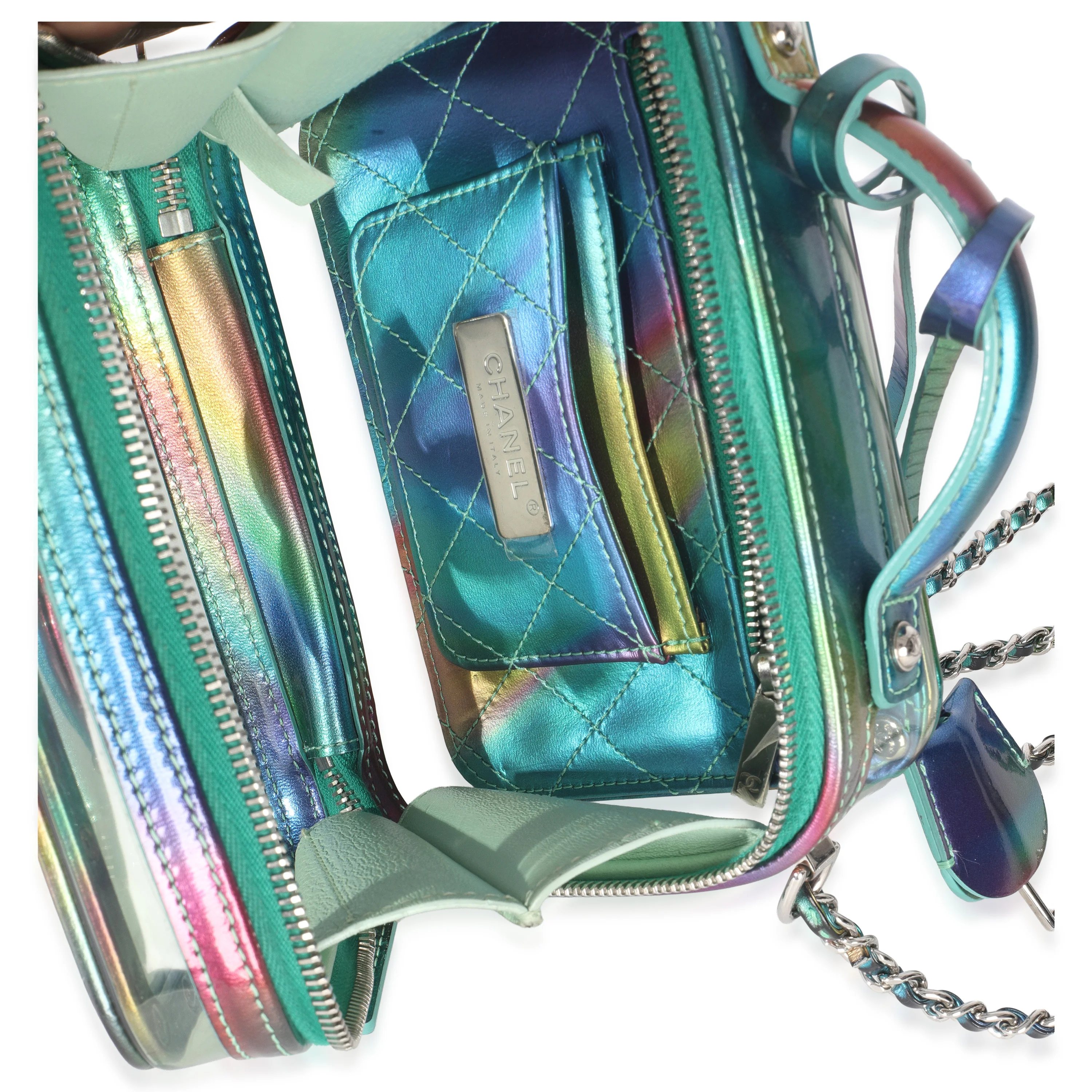 Green Iridescent PVC Small Filigree Vanity Case - Image 9