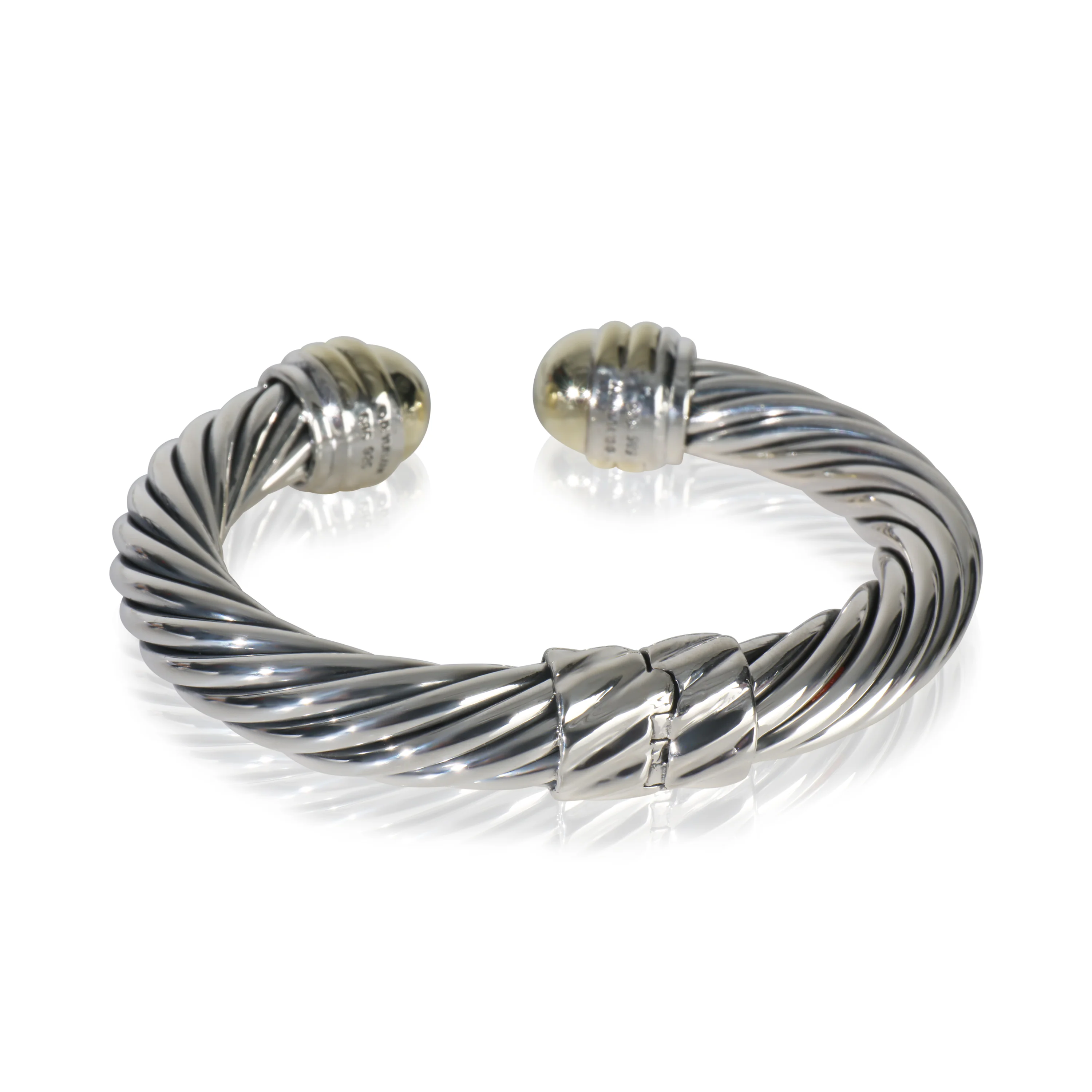 Yellow Gold & Sterling Silver  10mm Hinged Cable Bracelet - Image 3