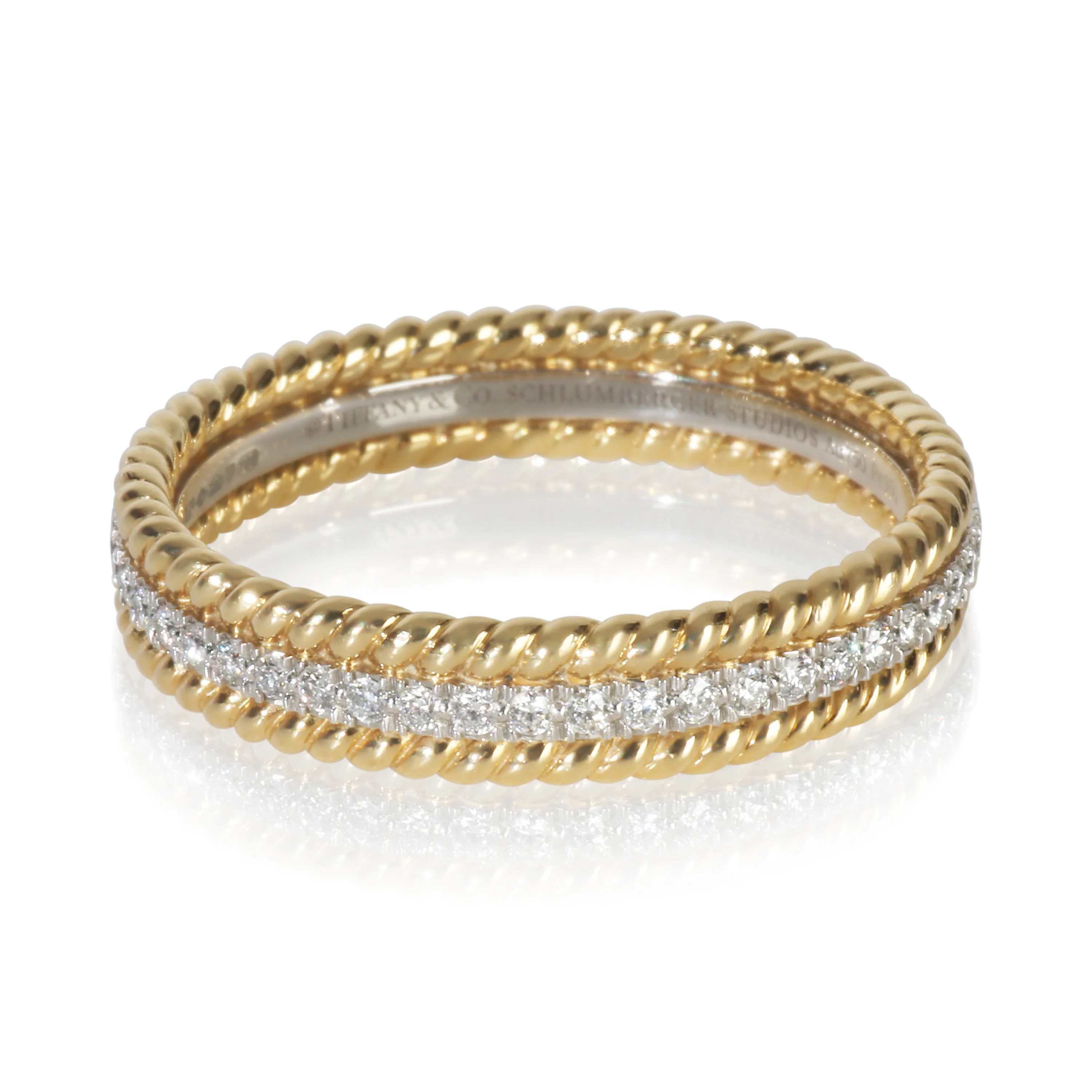 Yellow Gold & Platinum Diamond Schlumberger Rope Ring