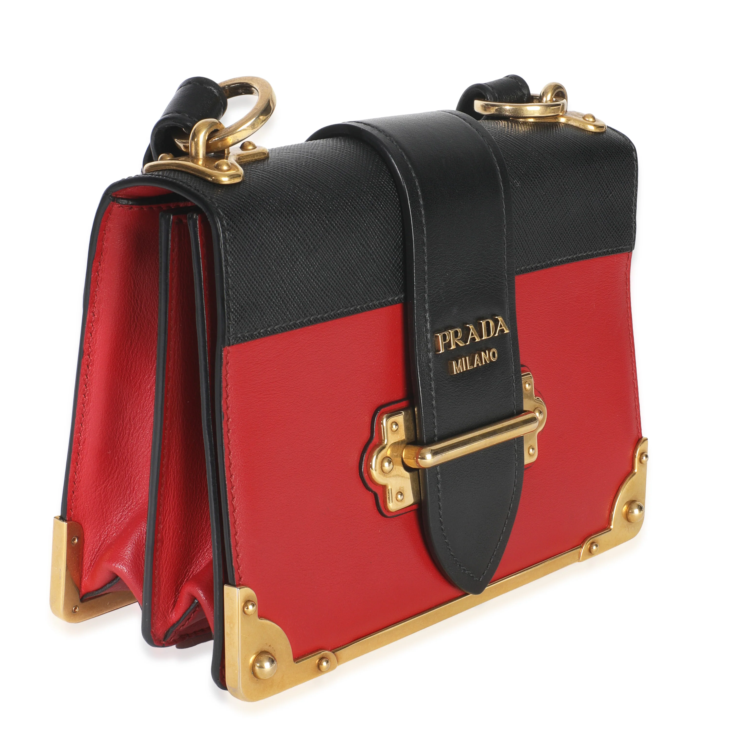 Red Black City Calfskin Saffiano Cahier Bag - Image 3