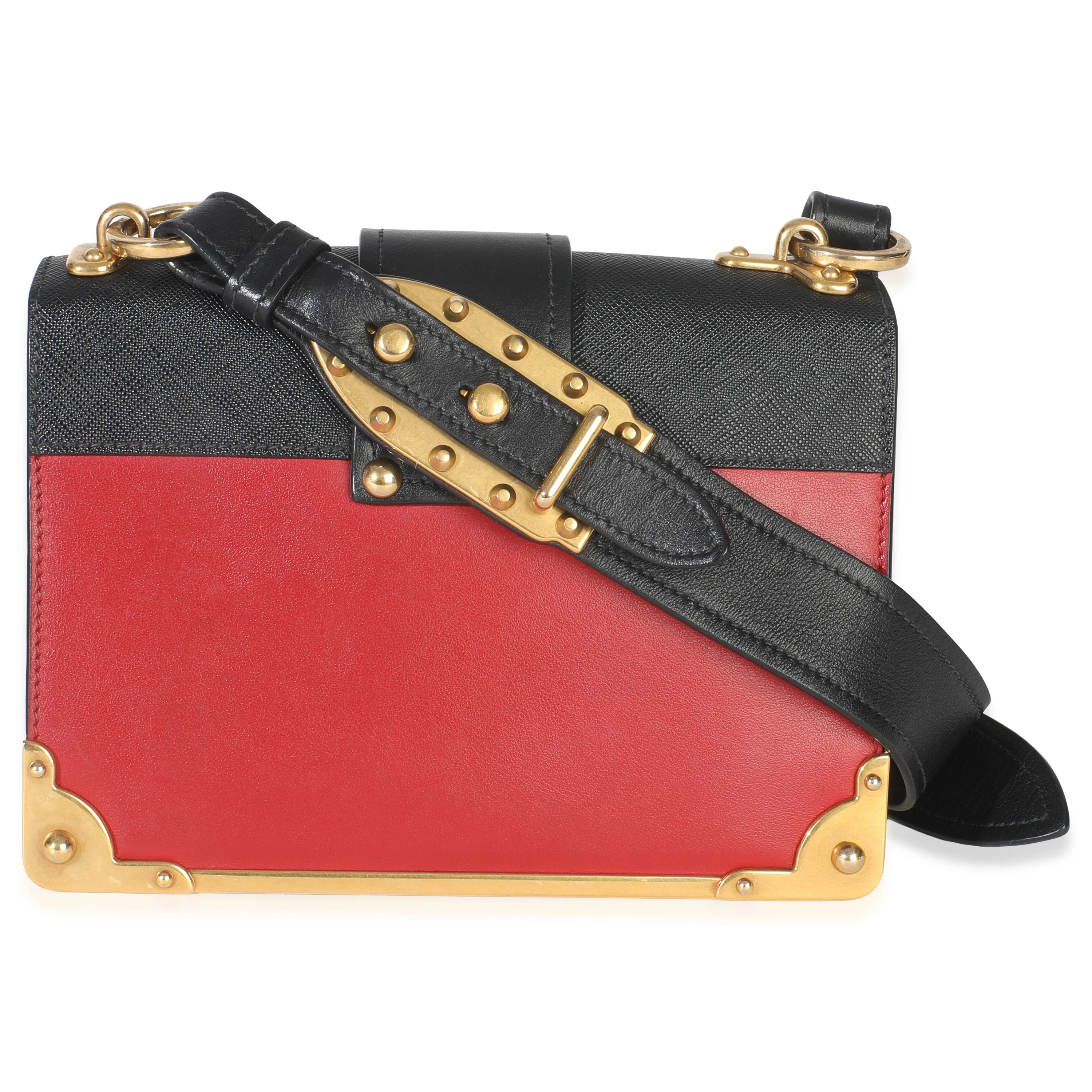 Red Black City Calfskin Saffiano Cahier Bag - Image 4