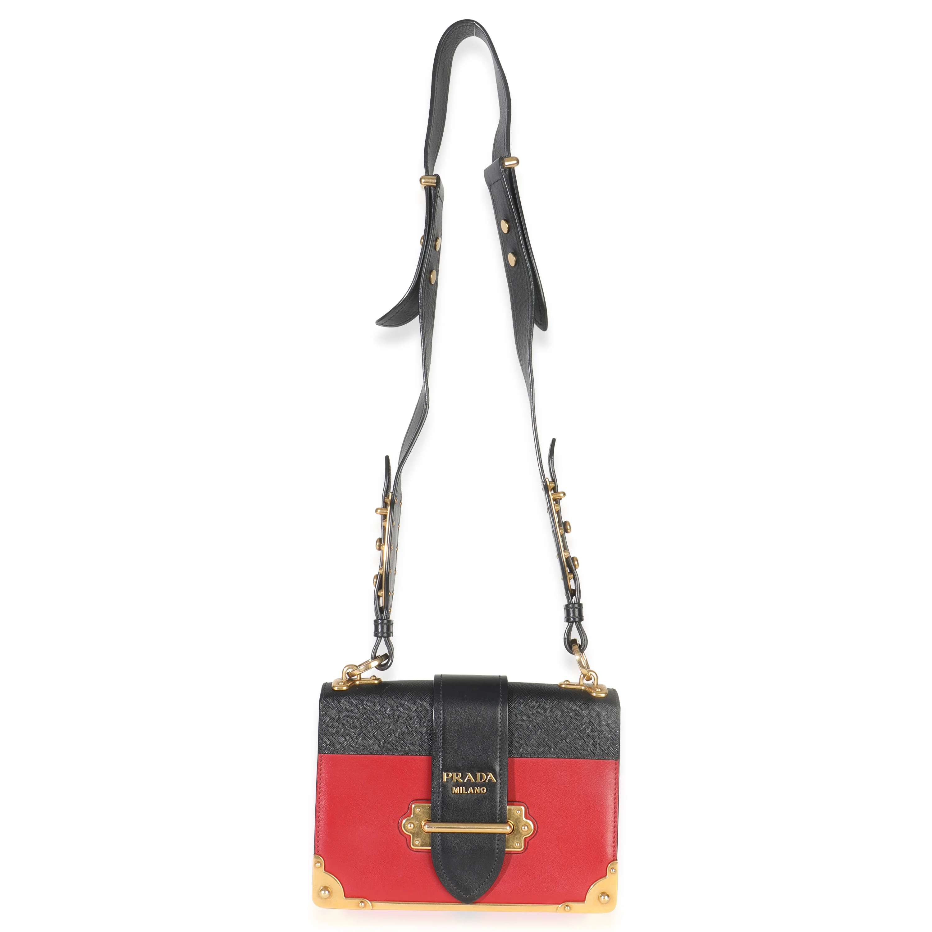 Red Black City Calfskin Saffiano Cahier Bag - Image 8