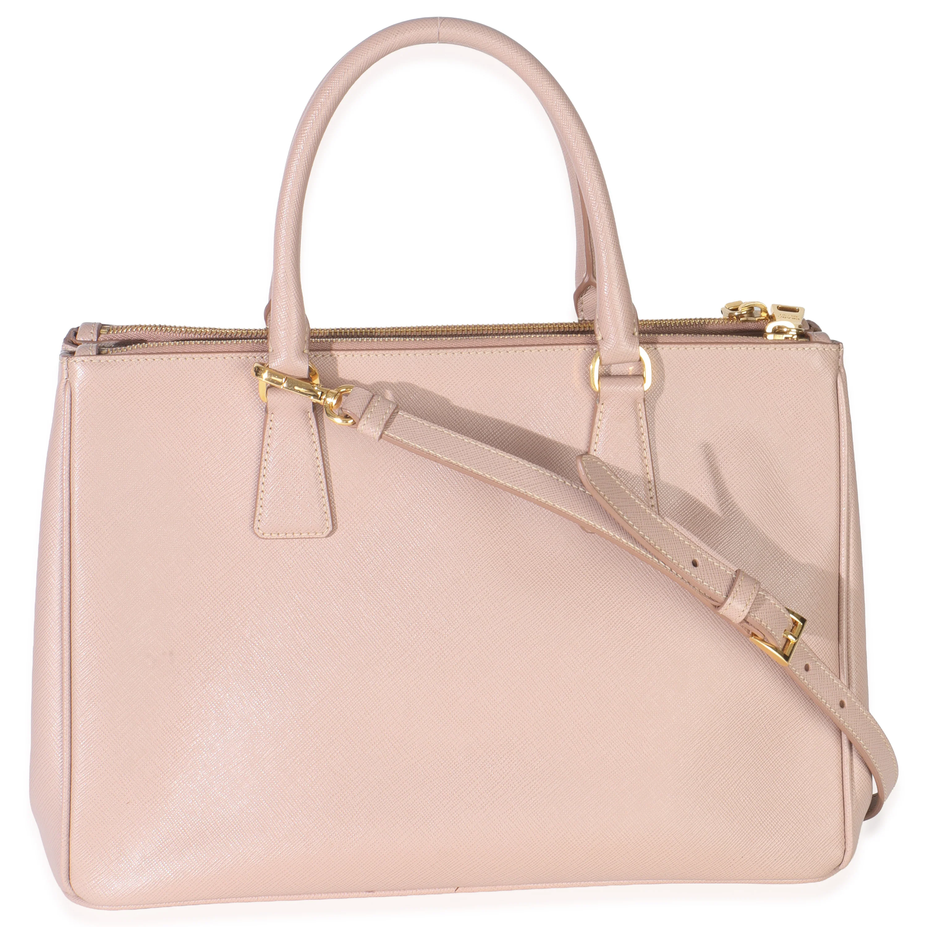Beige Saffiano Lux Galleria Medium Double Zip Tote - Image 4