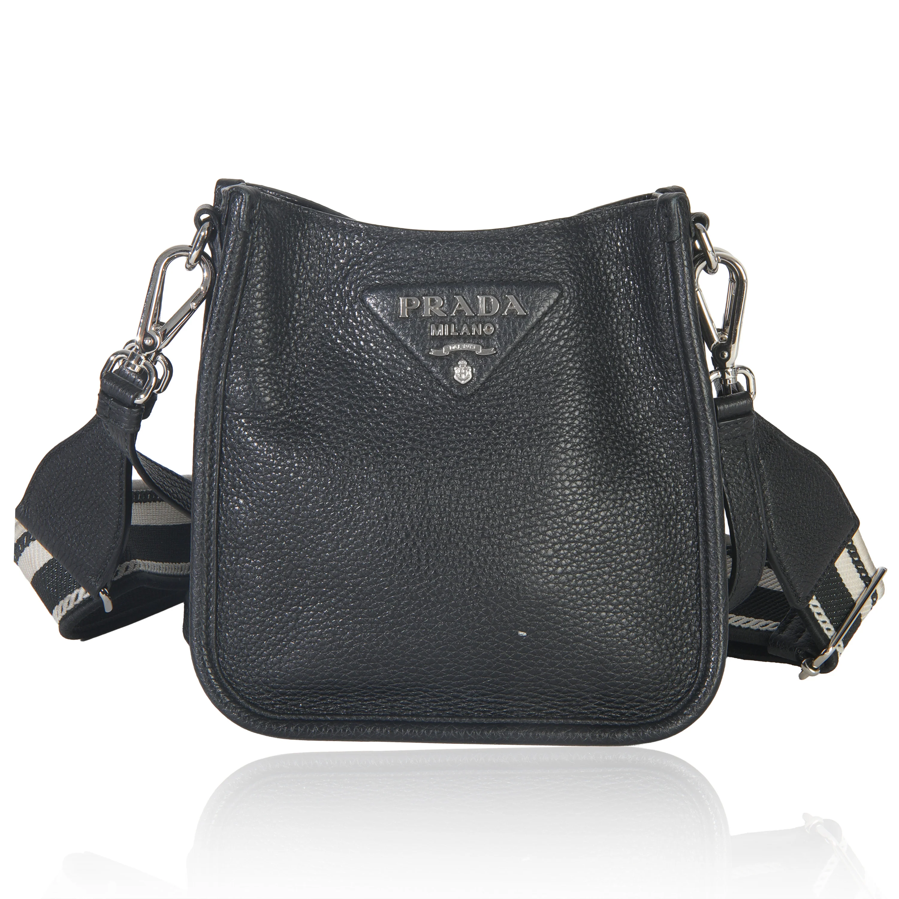 Black Vitello Daino Soft Mini Hobo Messenger Bag