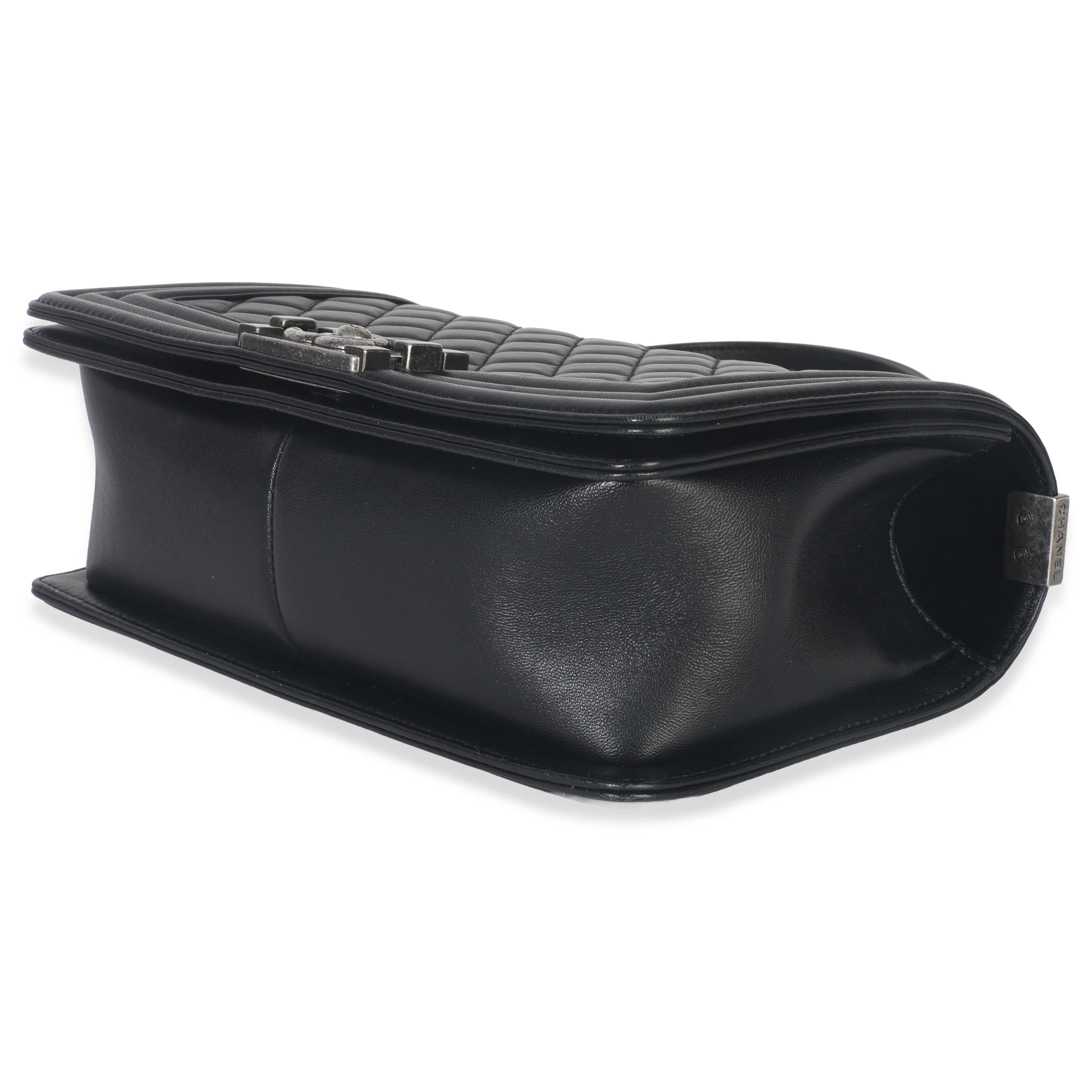 Black Quilted Lambskin Old Medium Boy Bag - Image 6