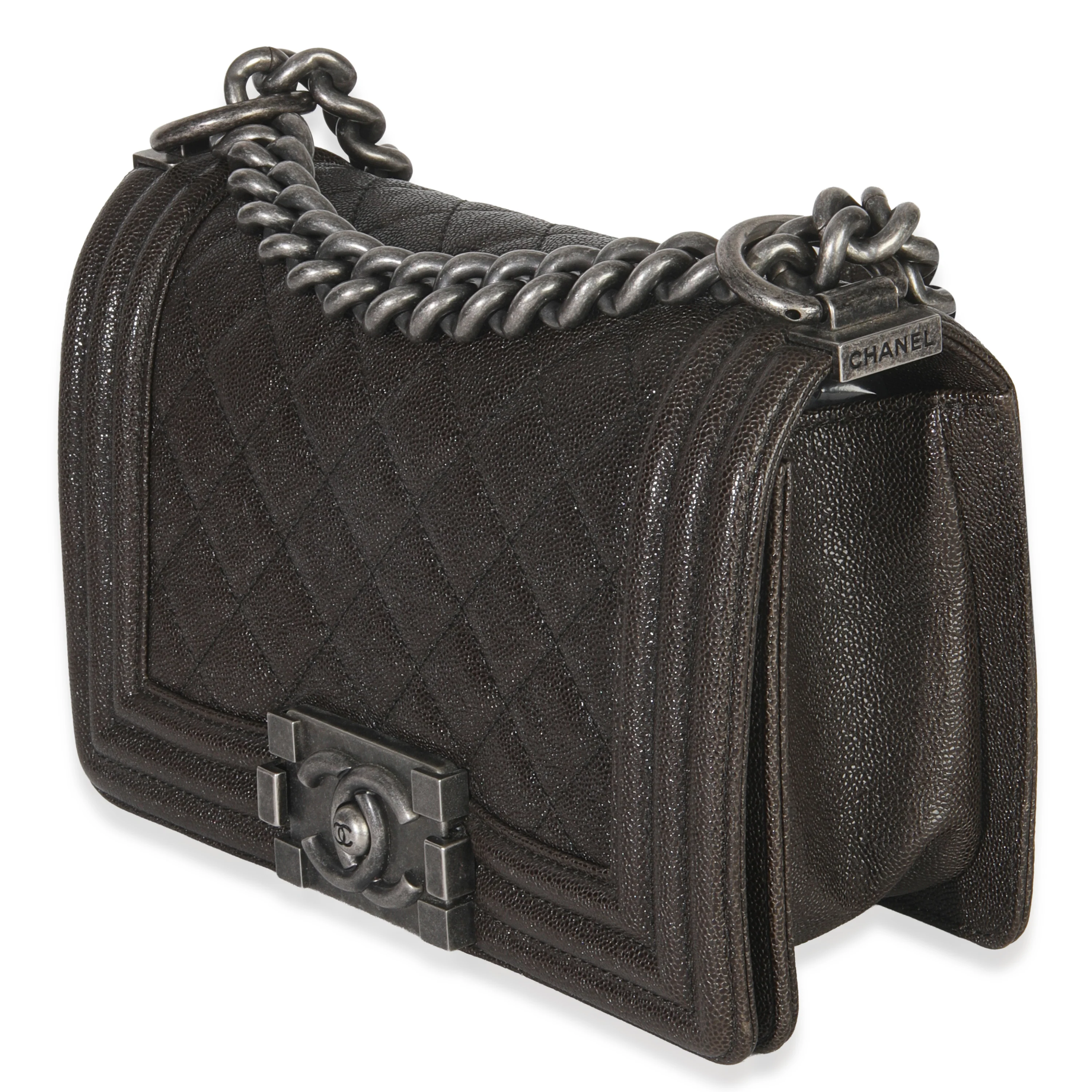 Brown Quilted Caviar Small Boy Handbag - Image 2