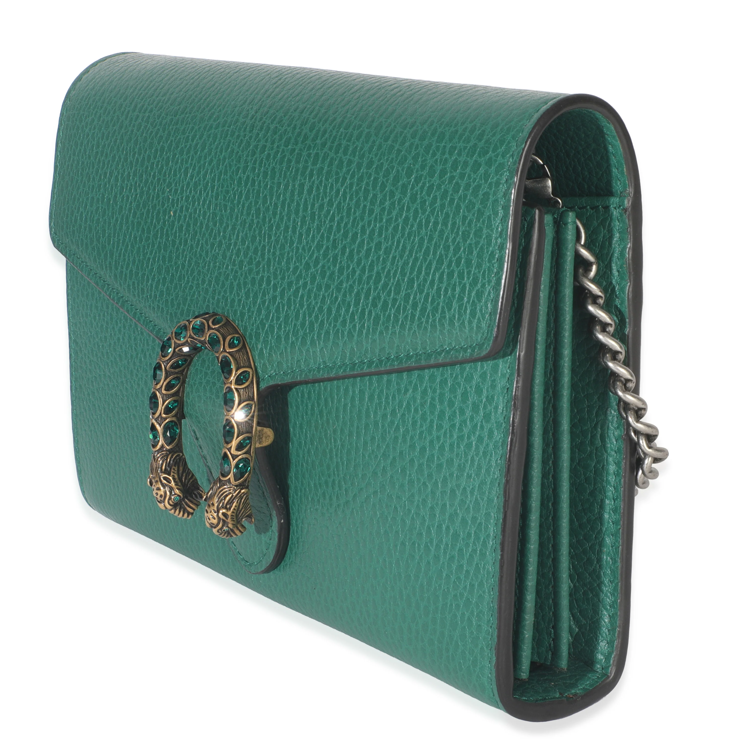 Emerald Pebbled Calfskin Dionysus Chain Wallet - Image 2