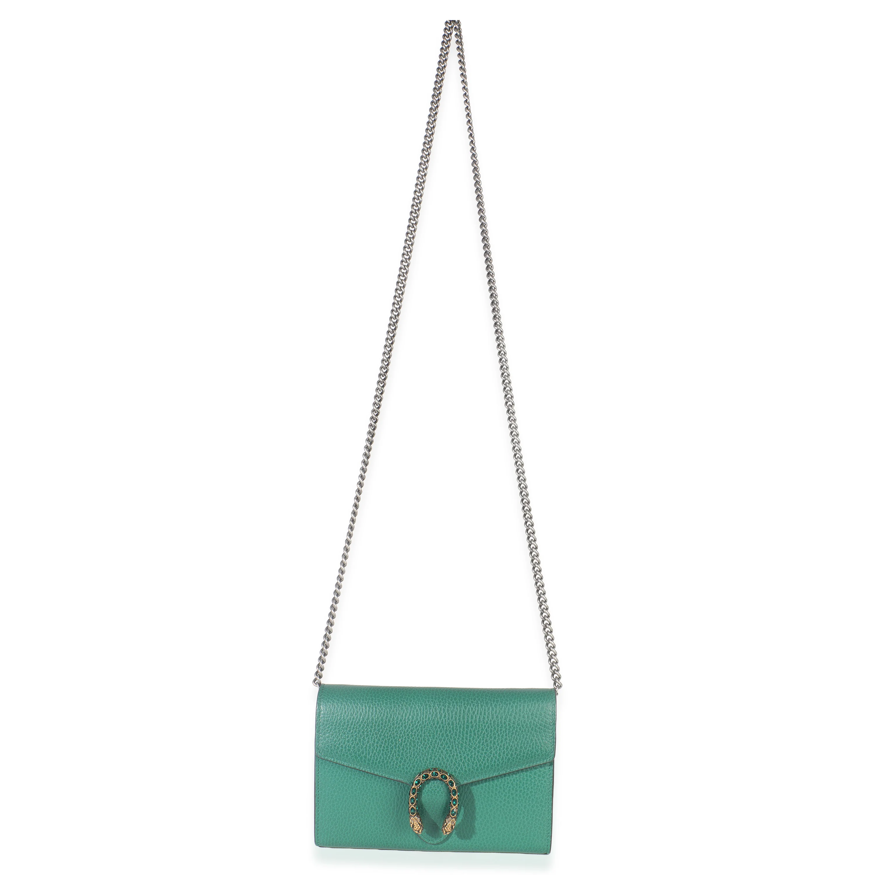 Emerald Pebbled Calfskin Dionysus Chain Wallet - Image 7