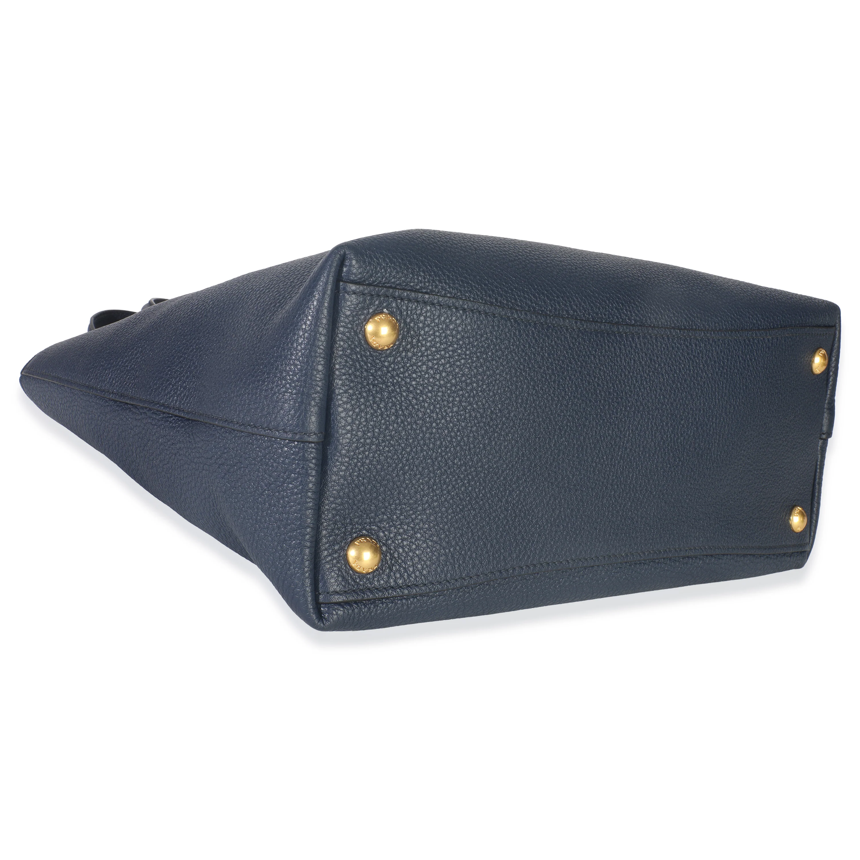 Navy Blue Vitello Daino Phenix Shopper Tote - Image 6