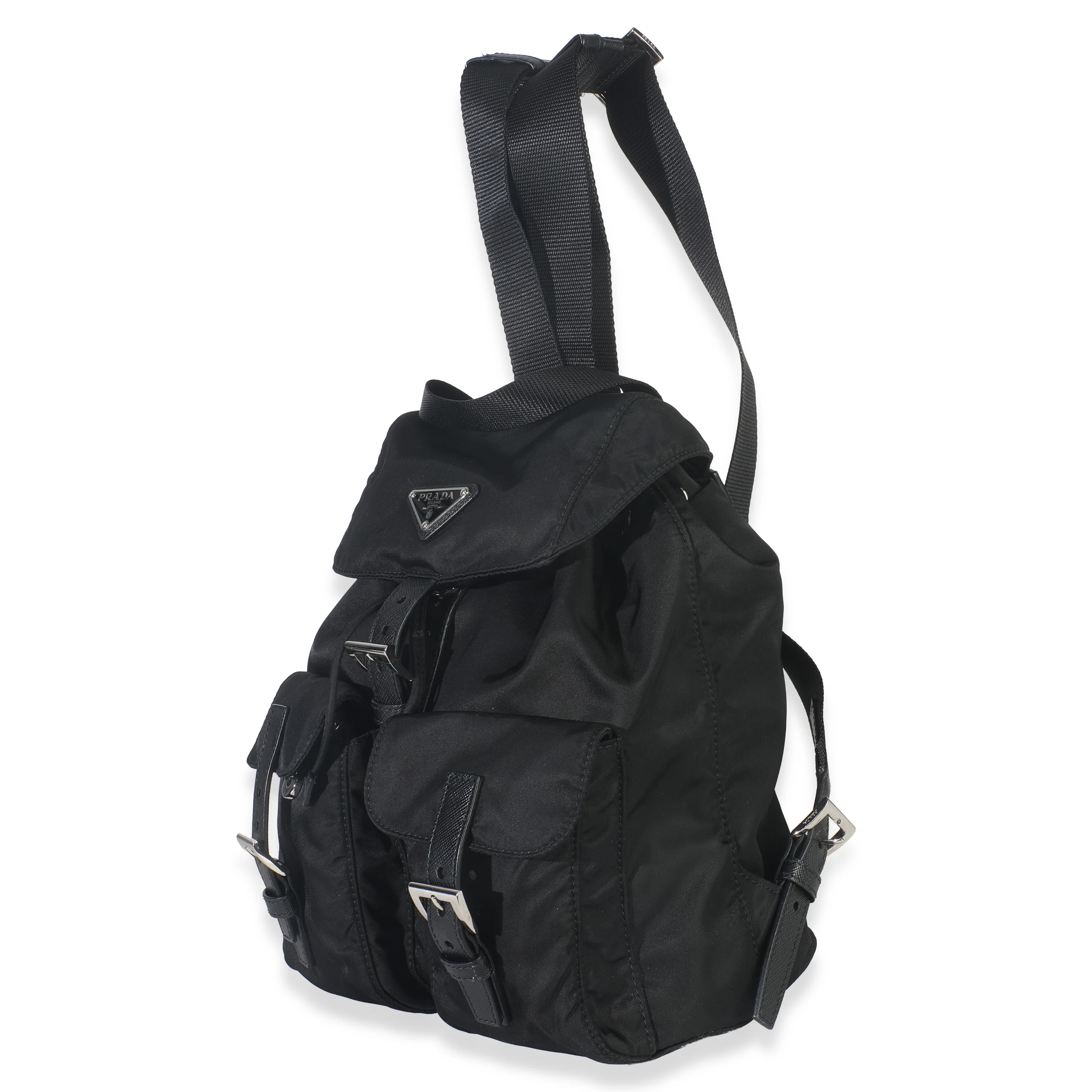Black Re-Nylon Small Drawstring Backpack - Image 2