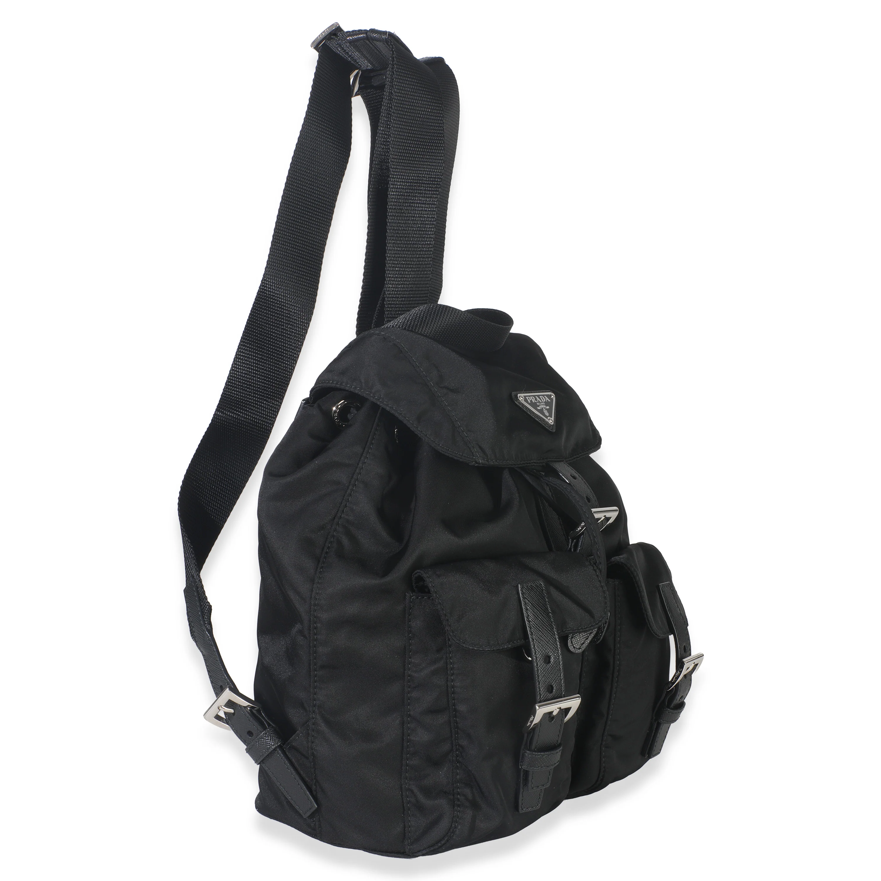 Black Re-Nylon Small Drawstring Backpack - Image 3
