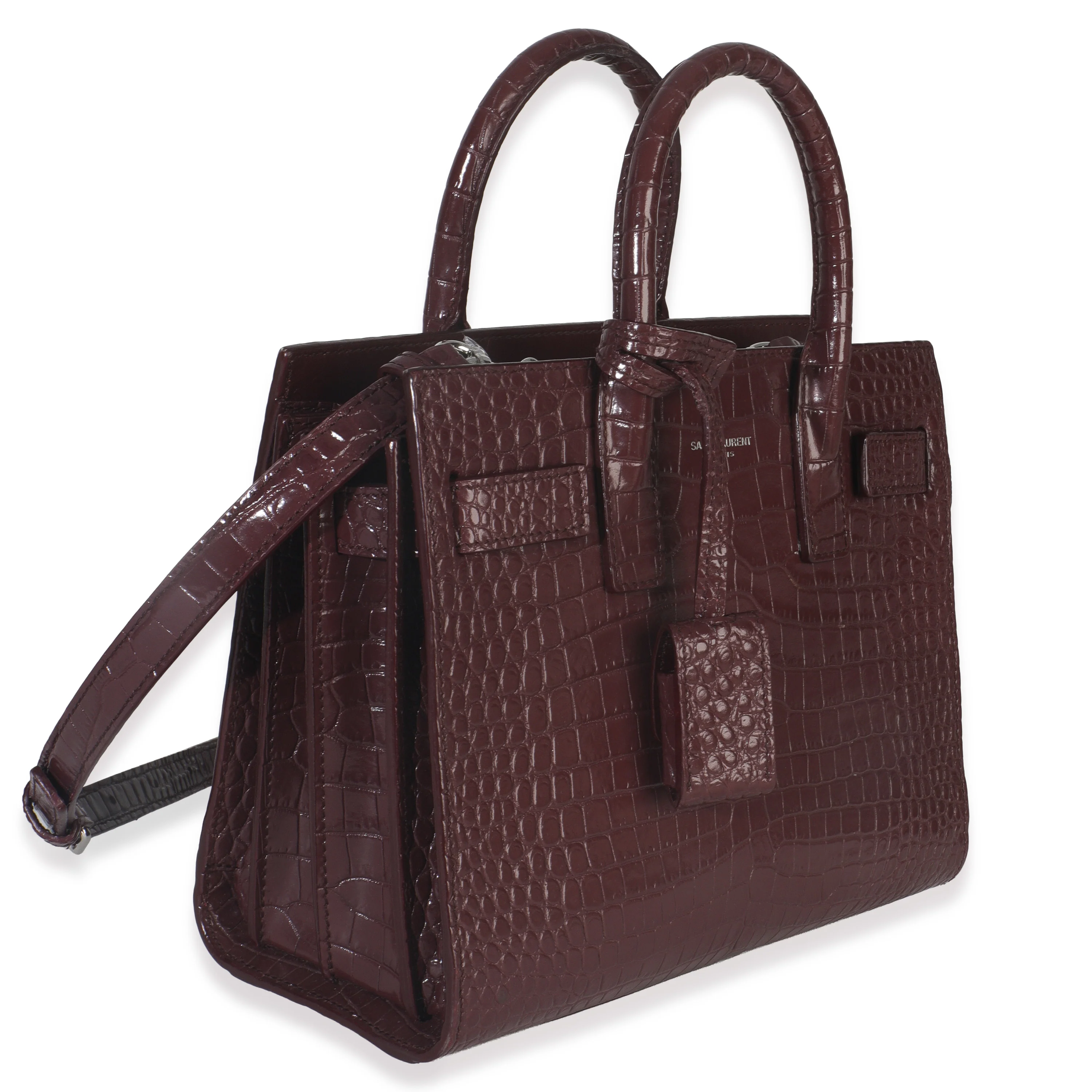 Bordeaux Crocodile Embossed Calfskin Nano Sac De Jour - Image 3