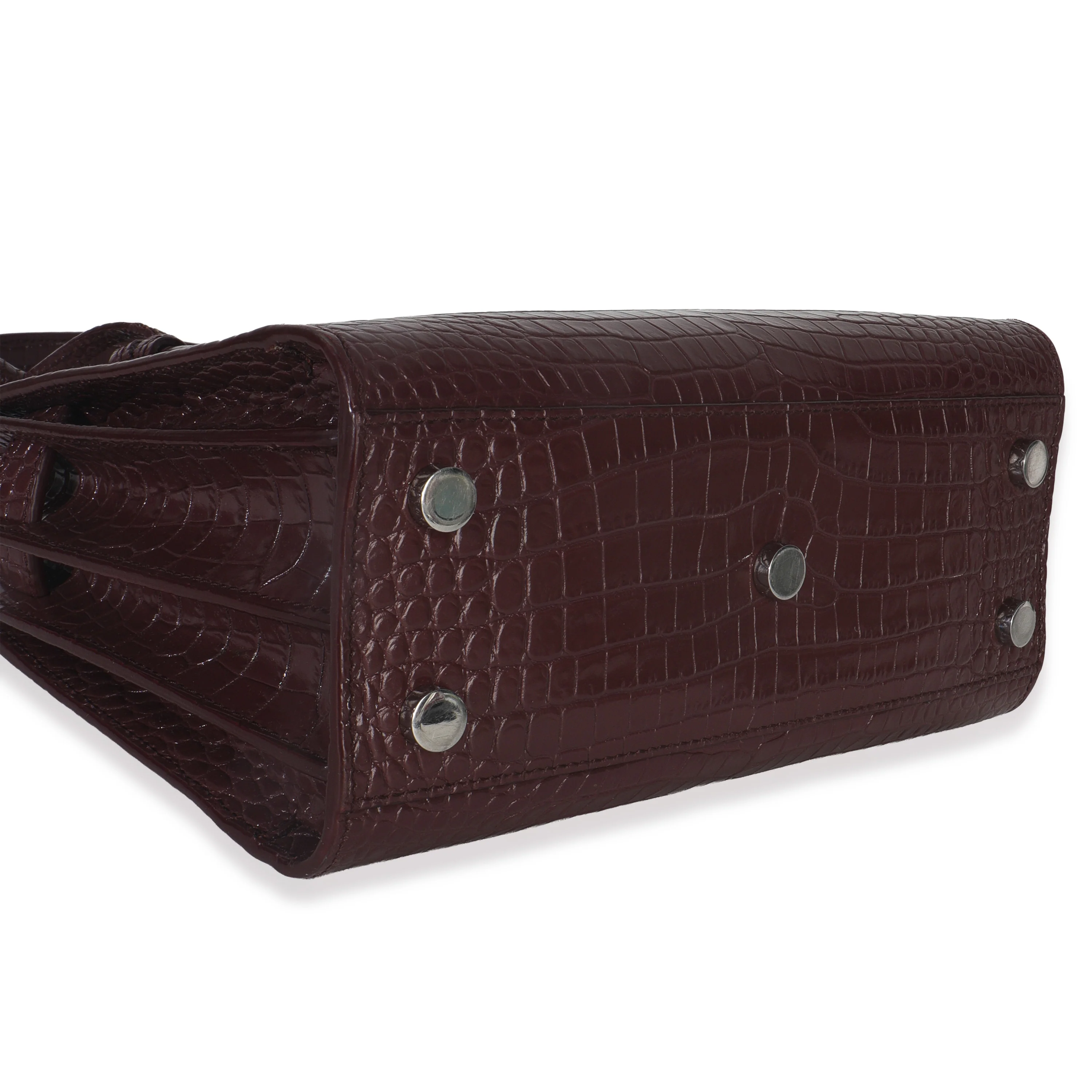 Bordeaux Crocodile Embossed Calfskin Nano Sac De Jour - Image 7