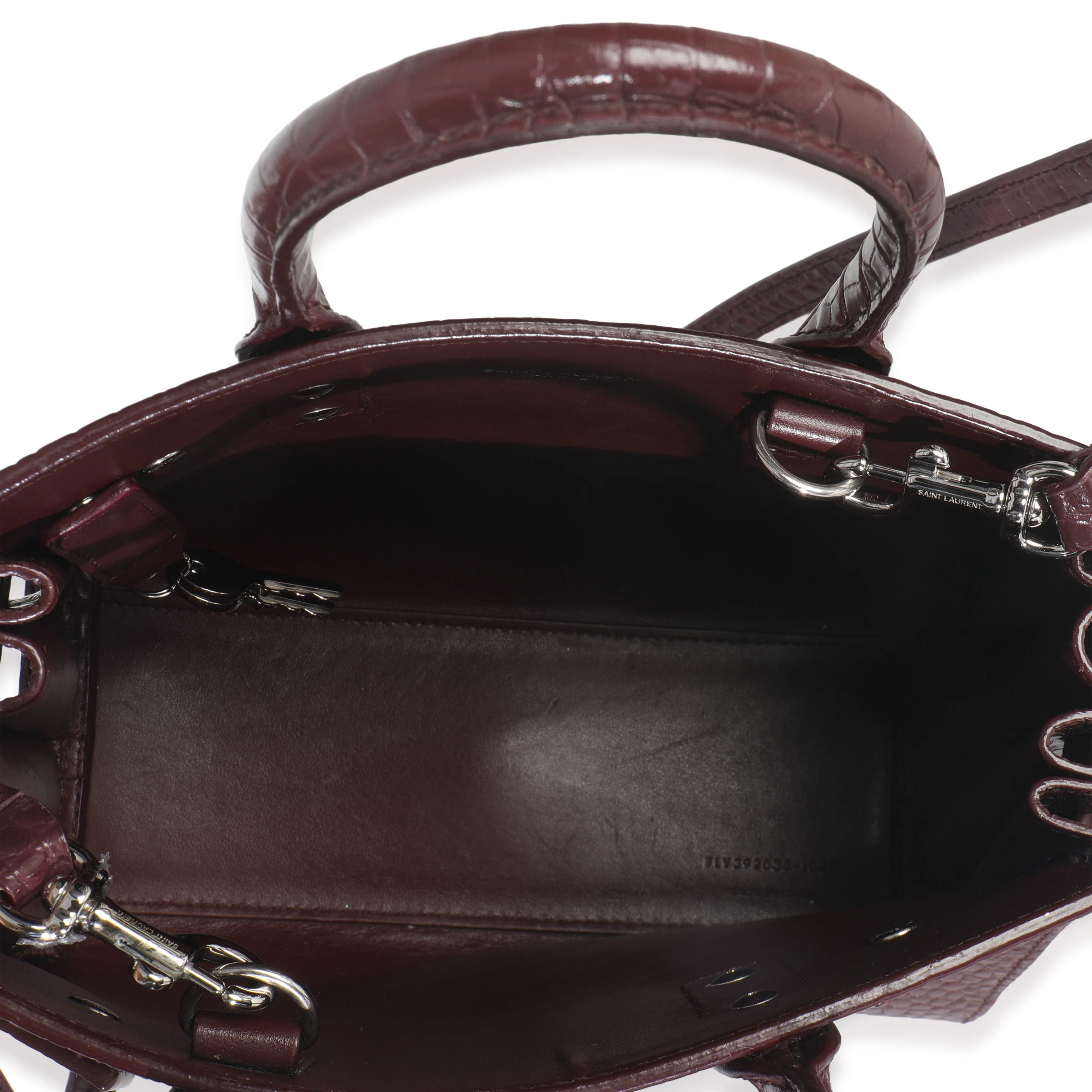 Bordeaux Crocodile Embossed Calfskin Nano Sac De Jour - Image 8