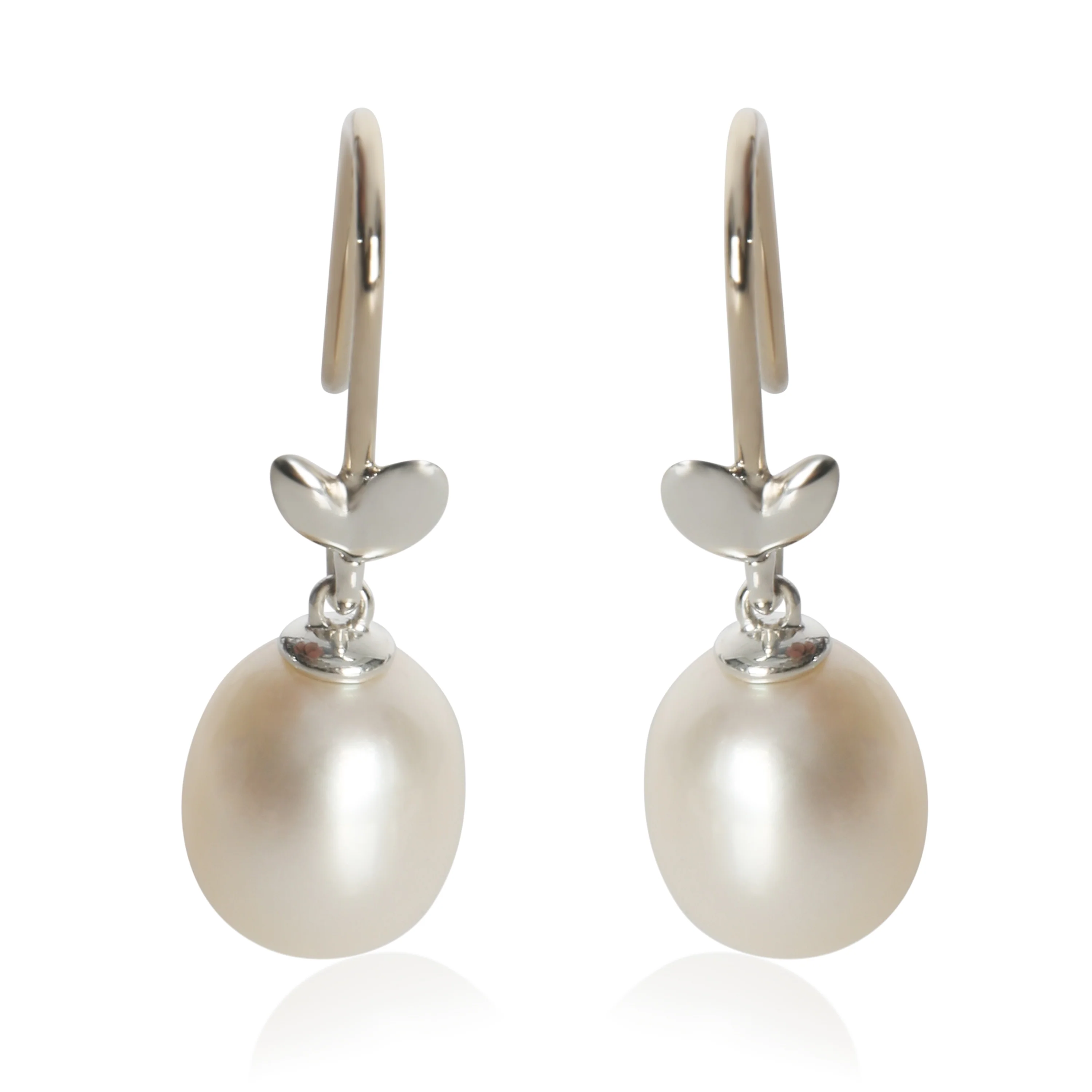 Sterling Silver Pearl Olive Leaf Earrings