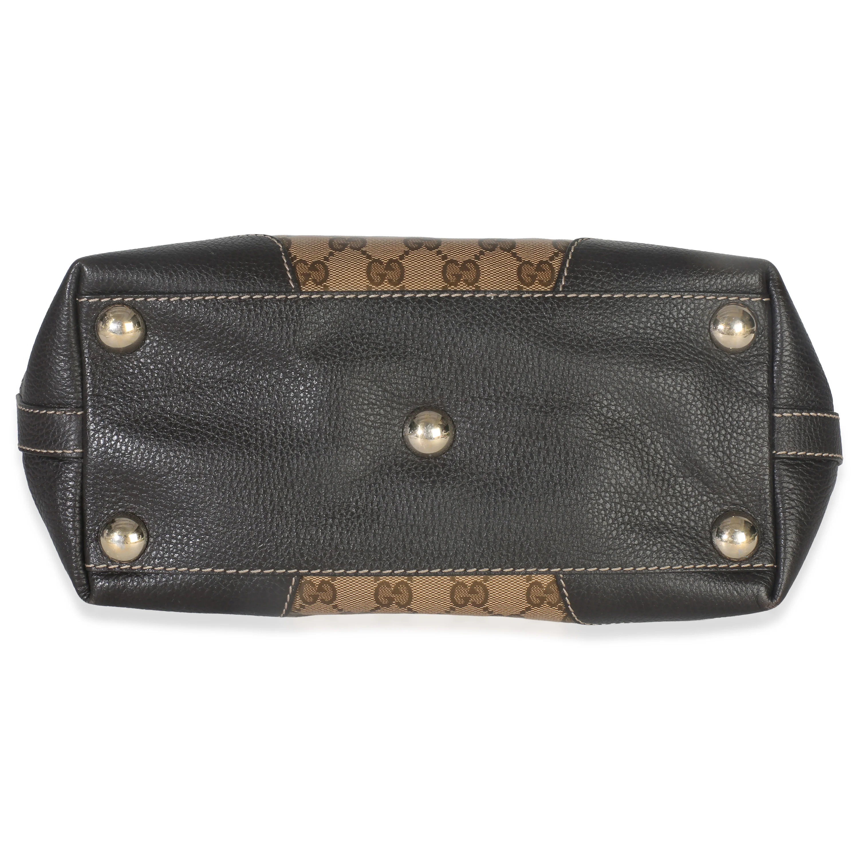 Brown Leather GG Crystal Web Tote - Image 7