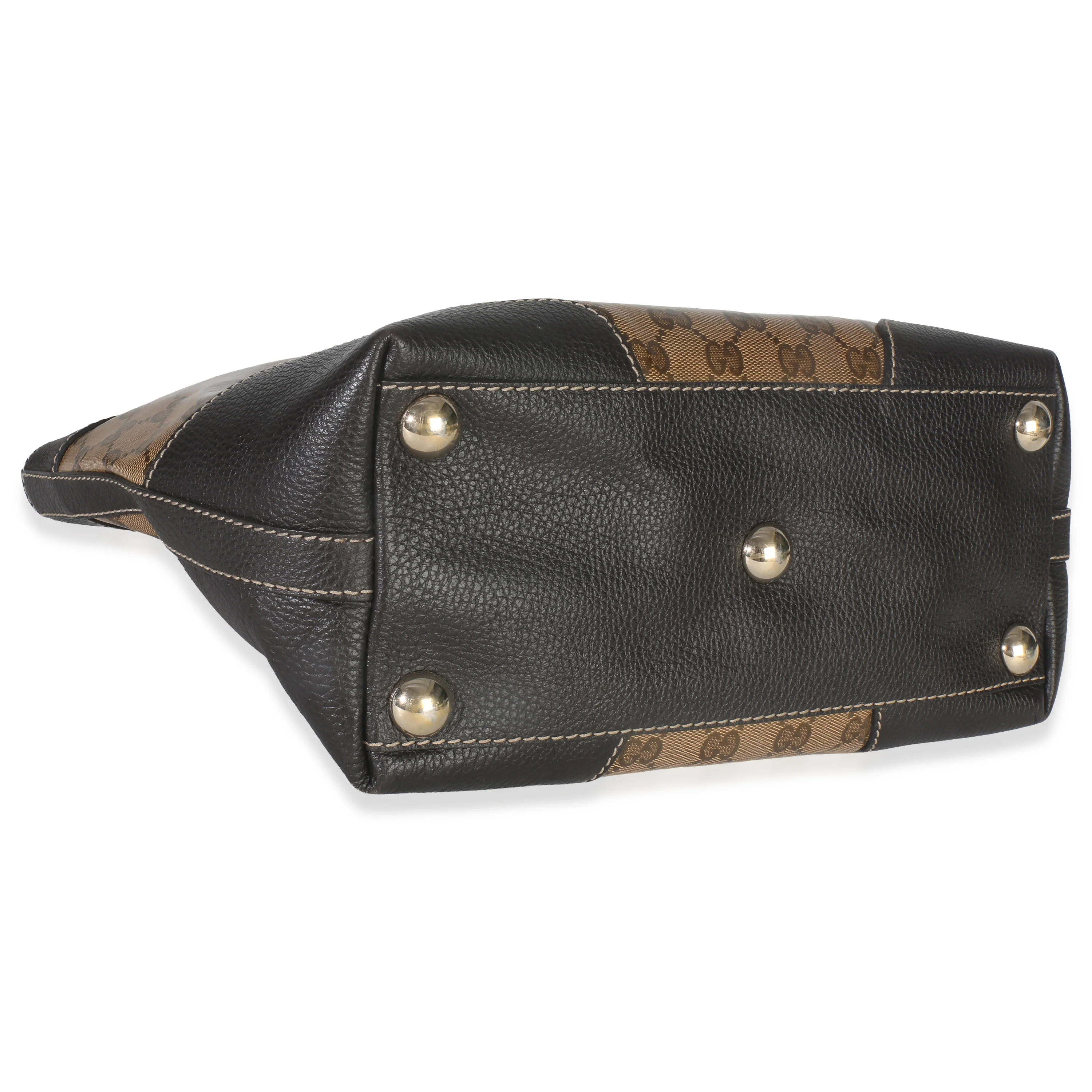 Brown Leather GG Crystal Web Tote - Image 8