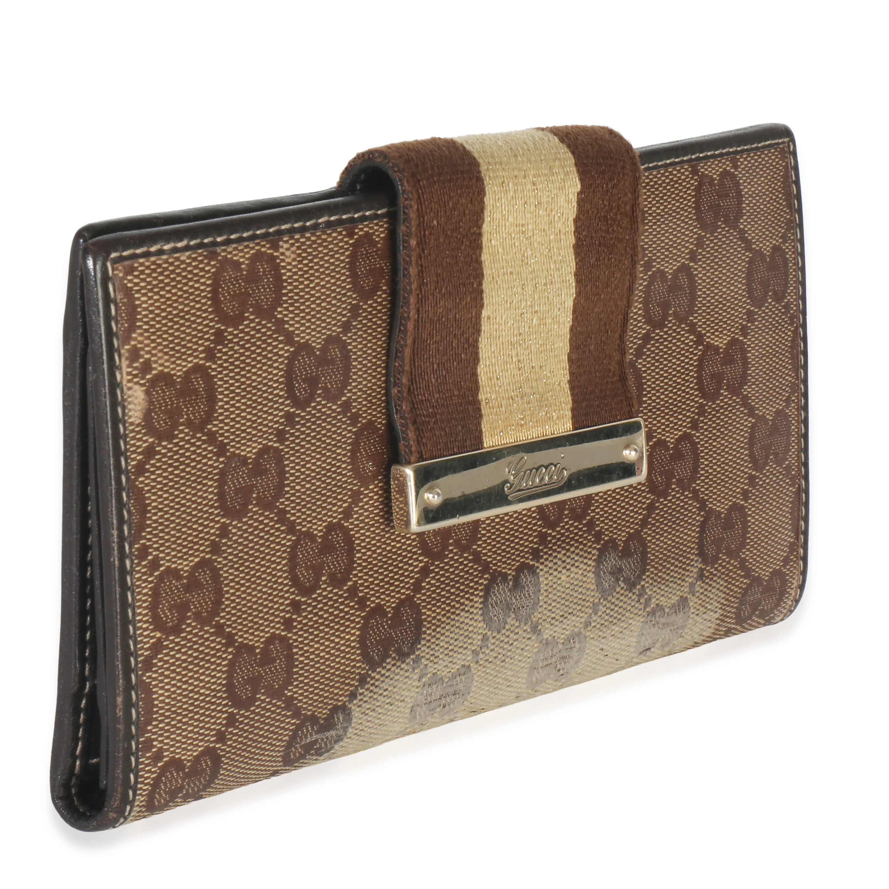 Beige Ebony GG Crystal Web Continental Long Wallet - Image 3
