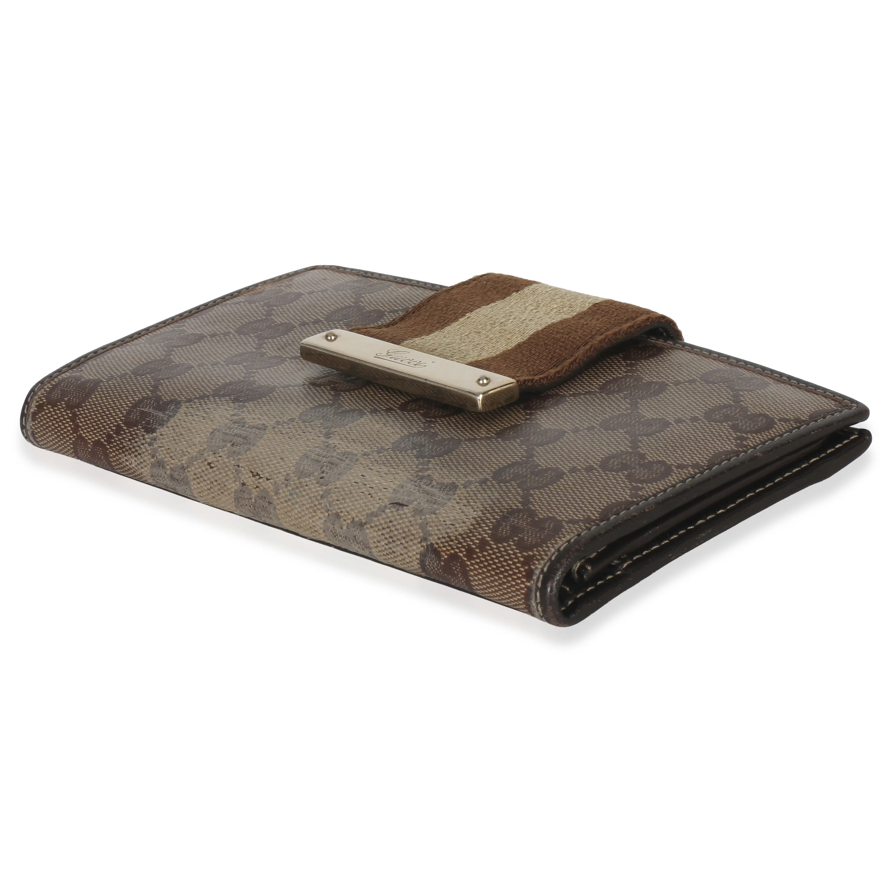 Beige Ebony GG Crystal Web Continental Long Wallet - Image 5