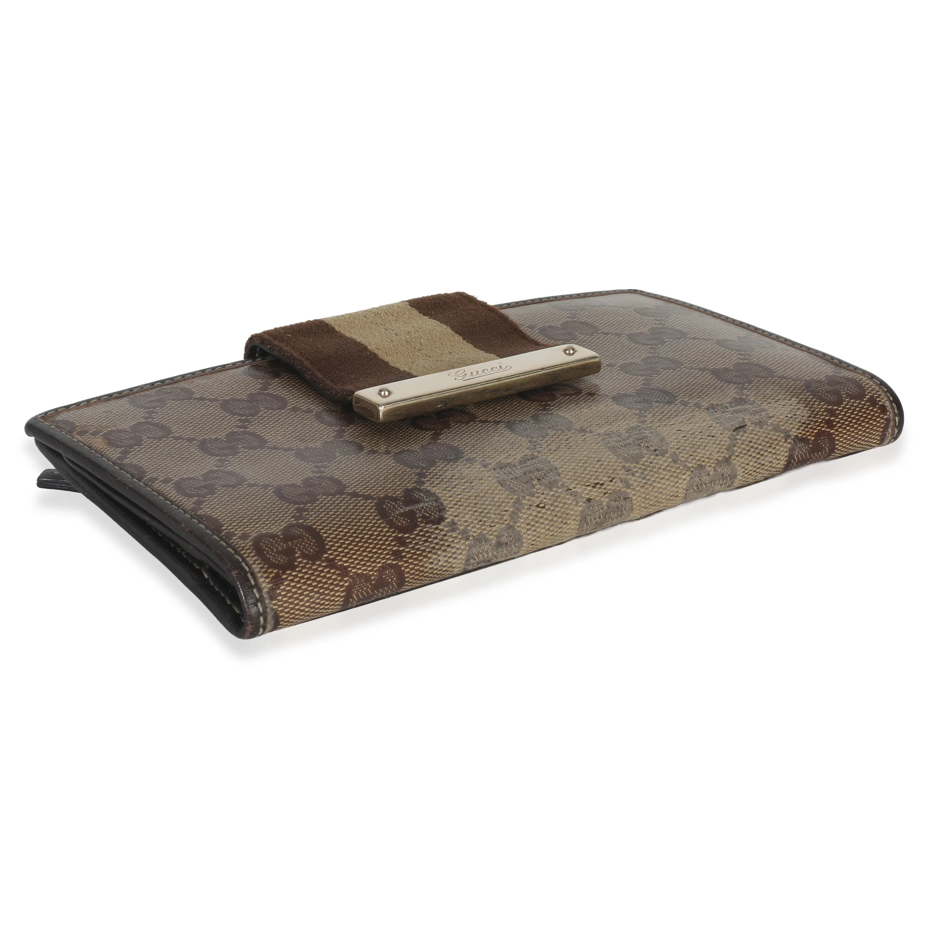 Beige Ebony GG Crystal Web Continental Long Wallet - Image 7