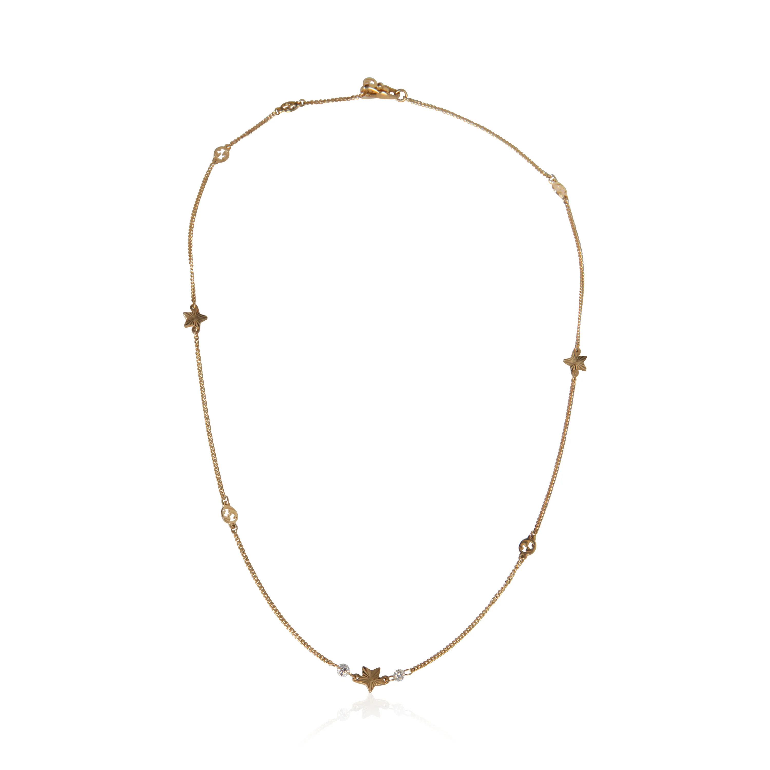 Yellow Gold Diamond Interlocking GG Star Necklace - Image 3
